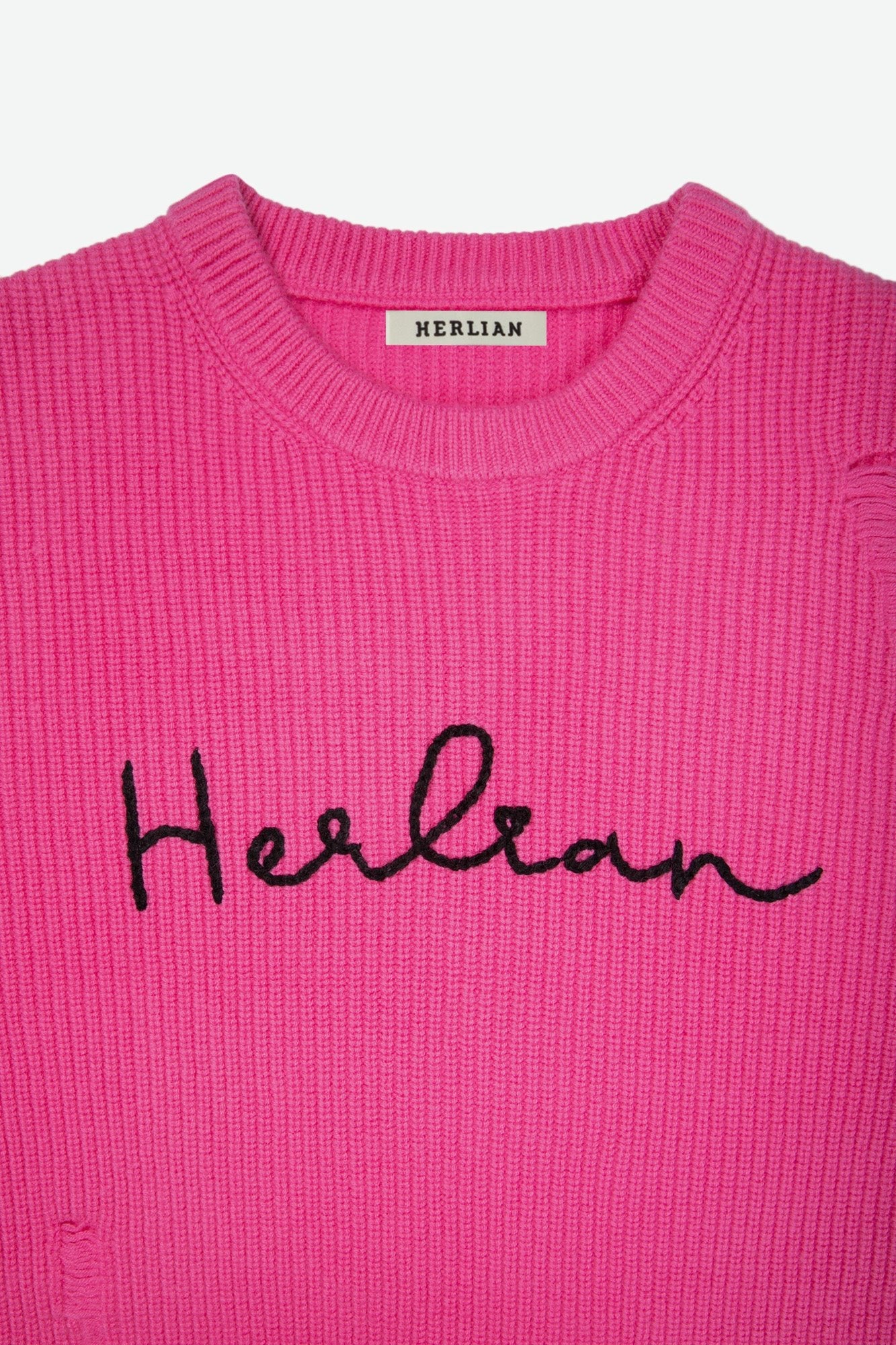 HERLIAN Oversize Loose Logo Chain Embroidery Sweater | MADA IN CHINA