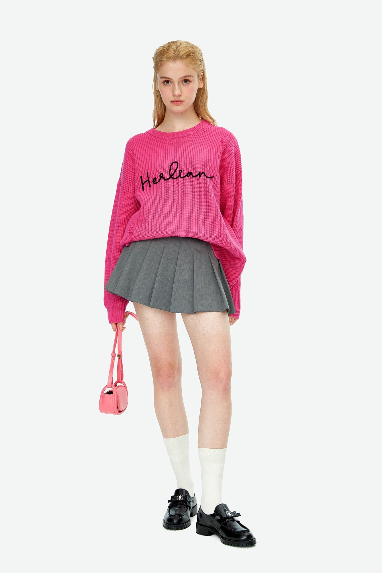 HERLIAN Oversize Loose Logo Chain Embroidery Sweater | MADA IN CHINA