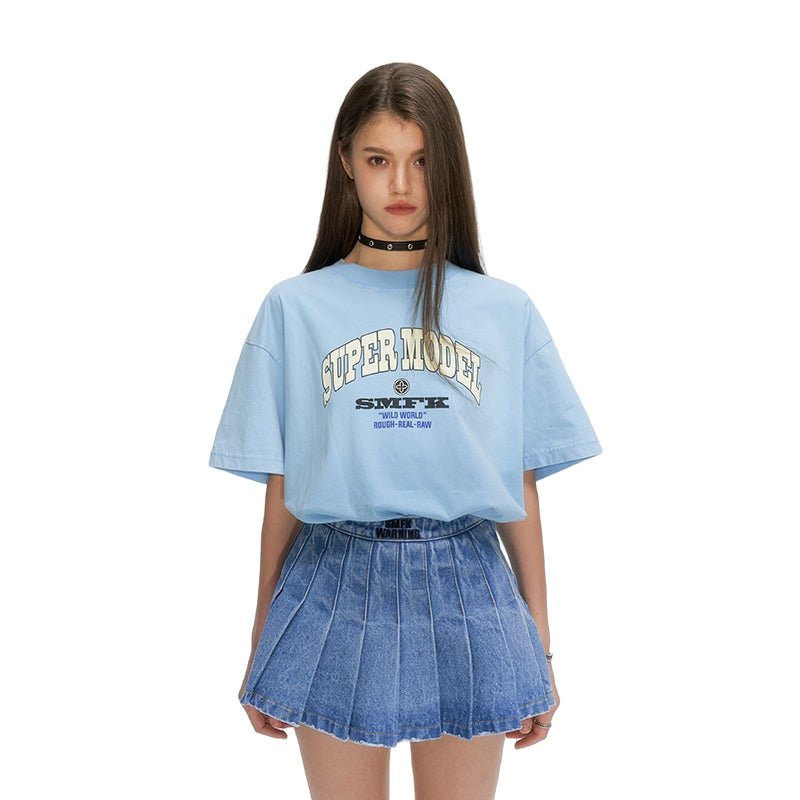 Oversized Super Model Blue T-shirt | MADAX