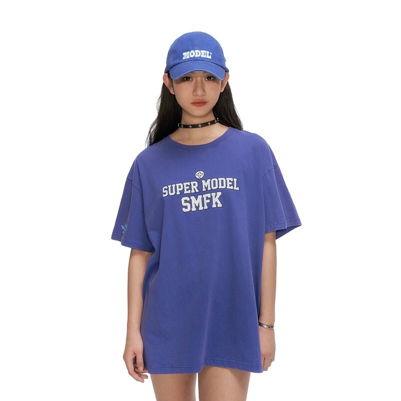 Oversized Super Model Navy T-shirt | MADAX