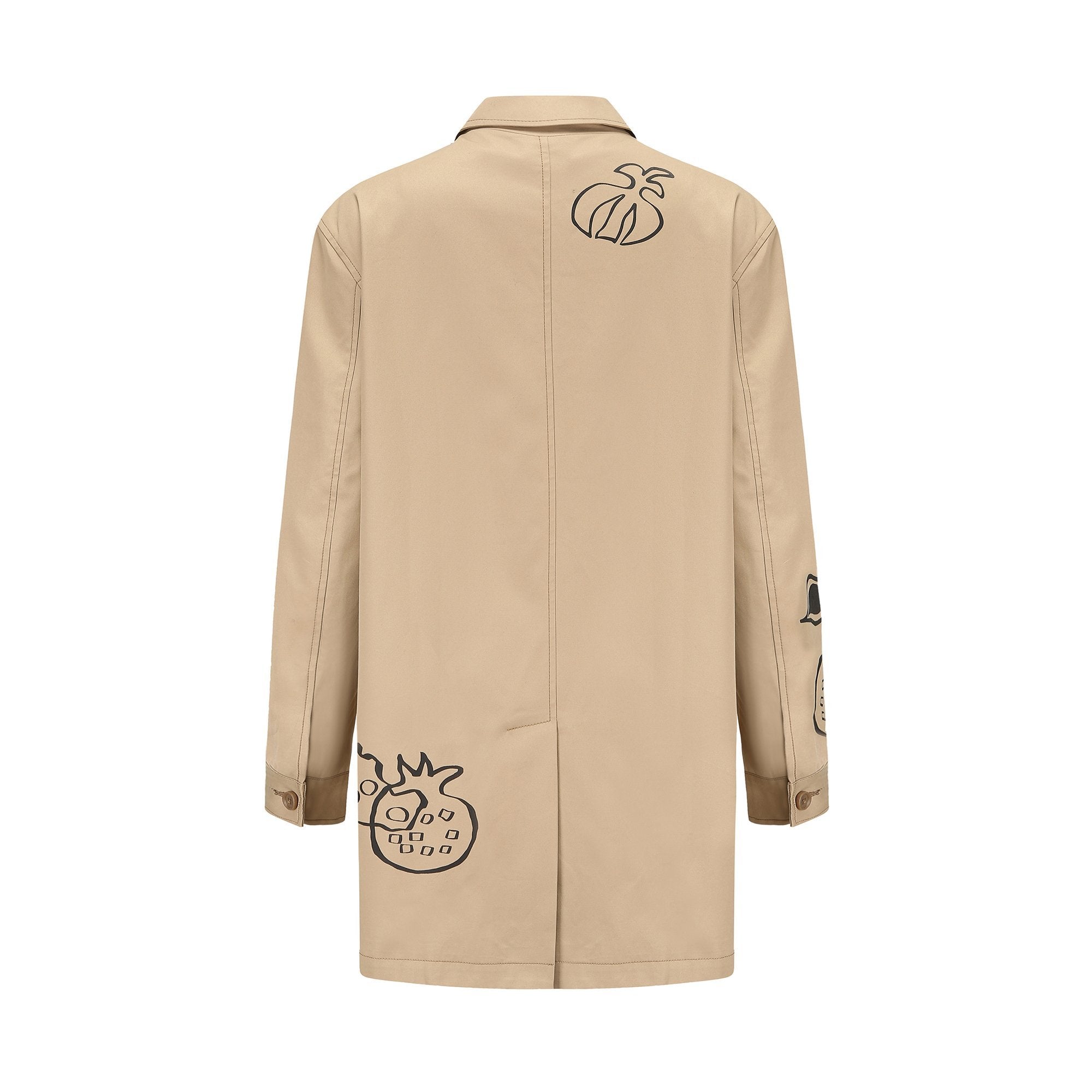 GARC抬ON BY GC抬OGCN Painted Pomegranate Khaki Trench Coat | MADA IN CHINA