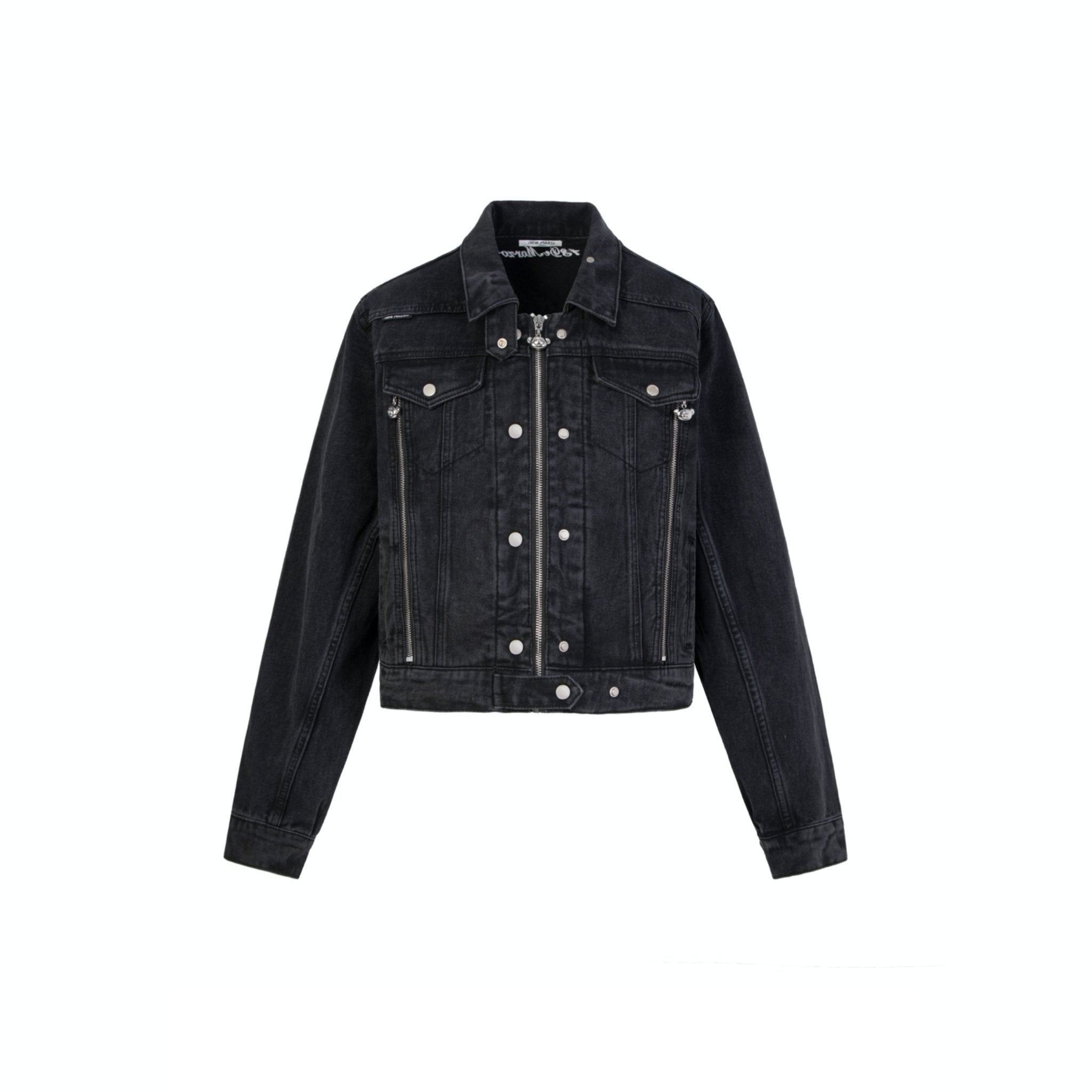 13 DE MARZO Palda Bear Zipper Denim Jacket Black | MADA IN CHINA