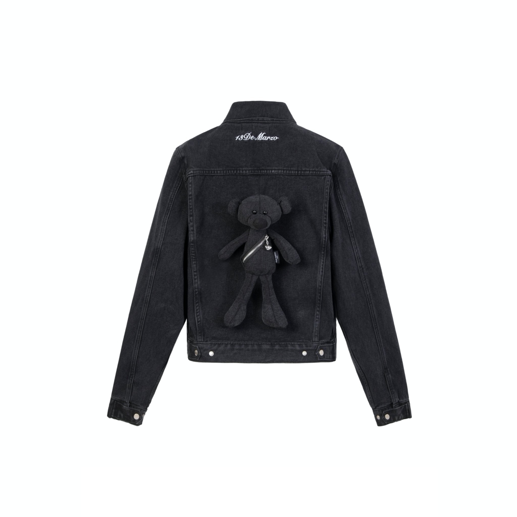 13 DE MARZO Palda Bear Zipper Denim Jacket Black | MADA IN CHINA