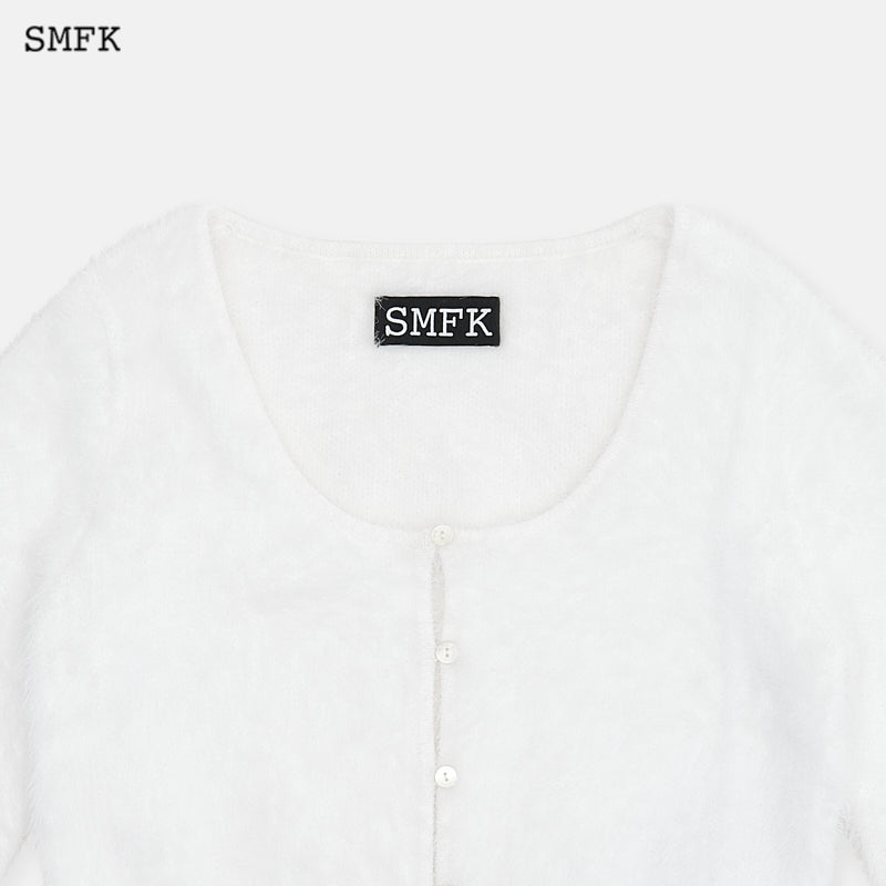 SMFK Panda Wool Short Cardigan White | MADA IN CHINA