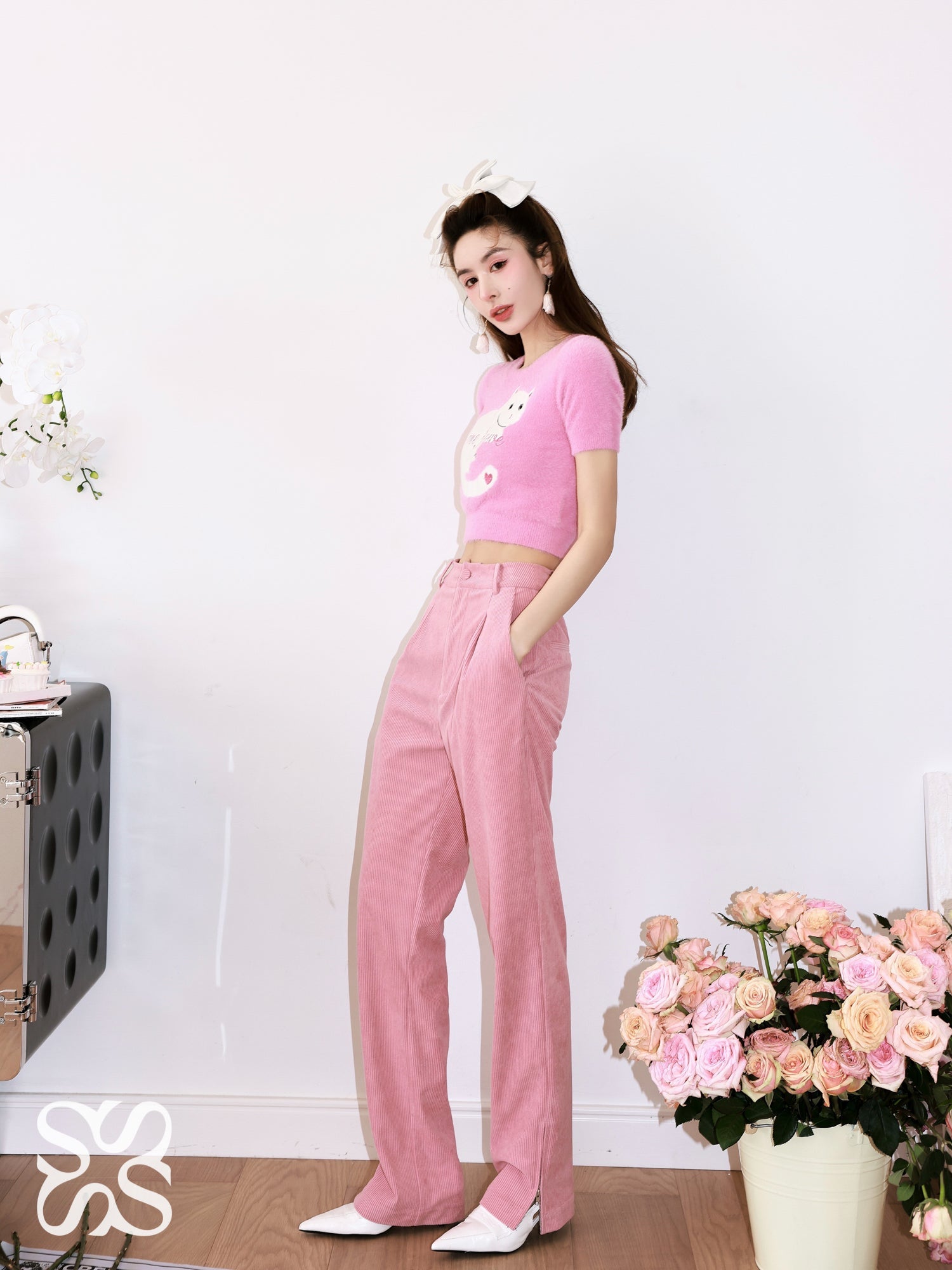 SOMESOWE Peachy Pink Straight Pants | MADA IN CHINA