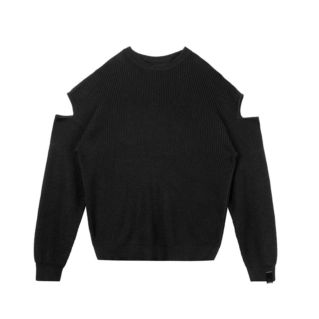 Unawares Pendant Cuff Cutout Sweater Black | MADA IN CHINA