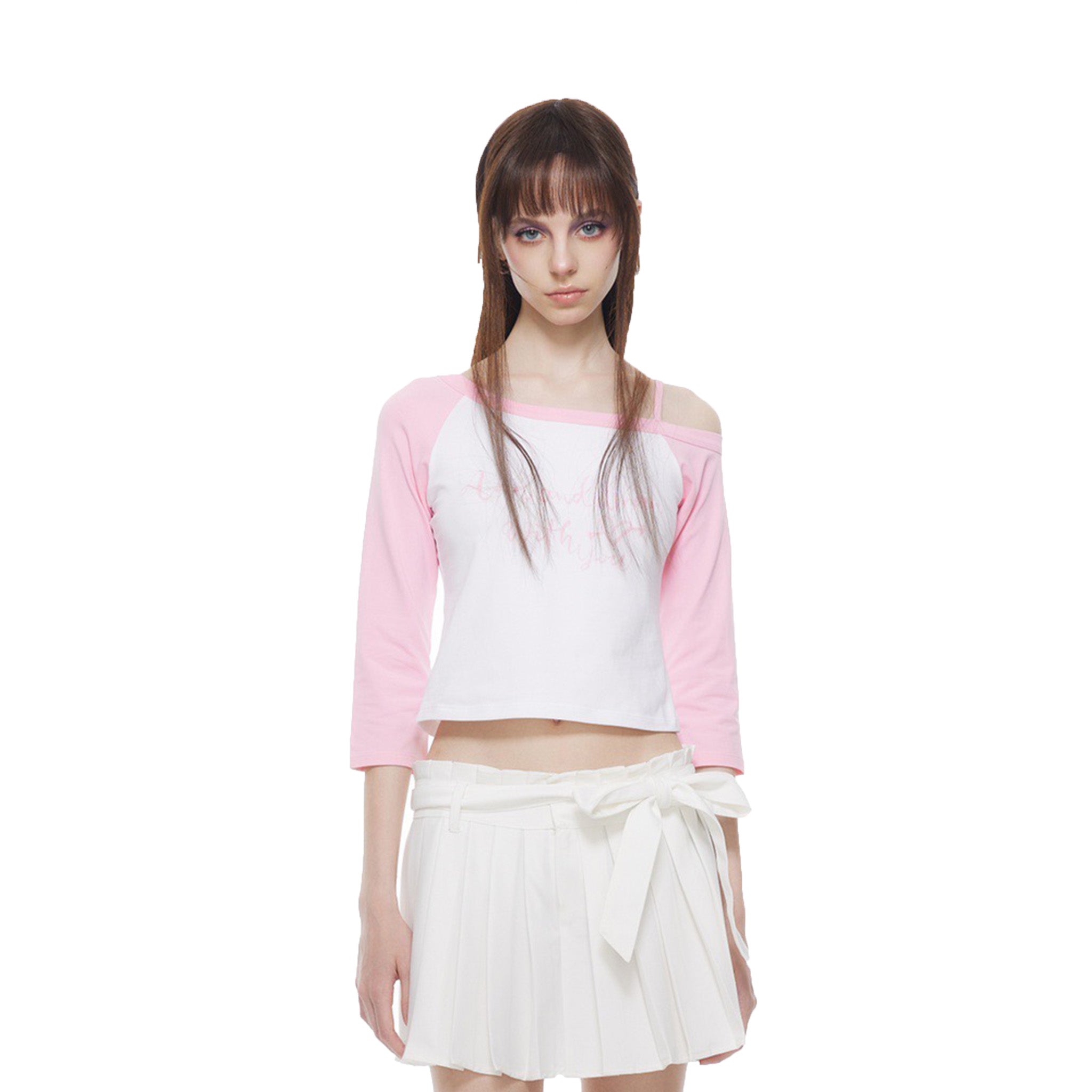 ANN ANDELMAN Pink 520 Limited Suspender With Shoulder Mid-Long Sleeve T-shirt | MADA IN CHINA