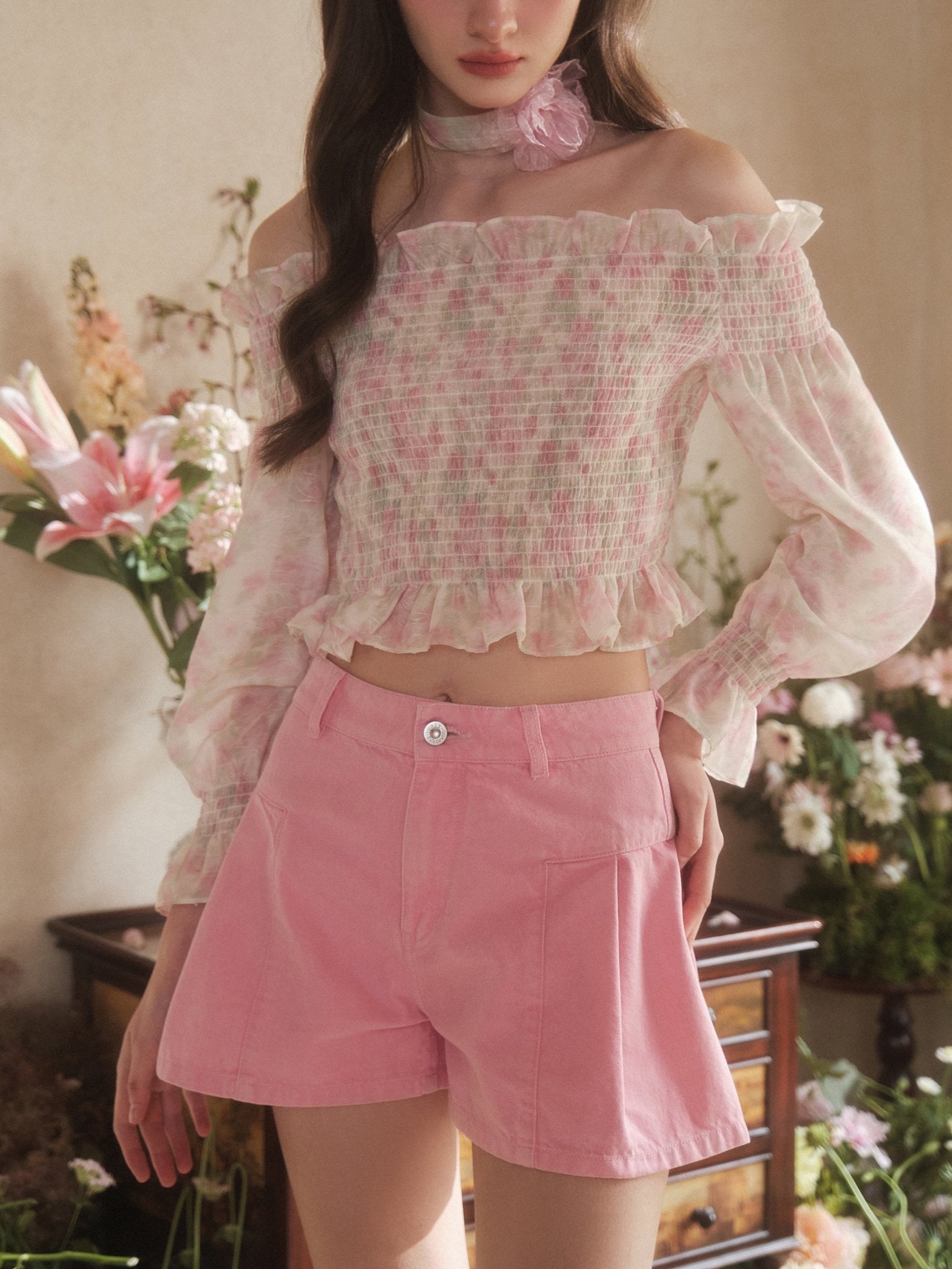 THREE QUARTERS Pink A-Shape Shorts | MADA IN CHINA