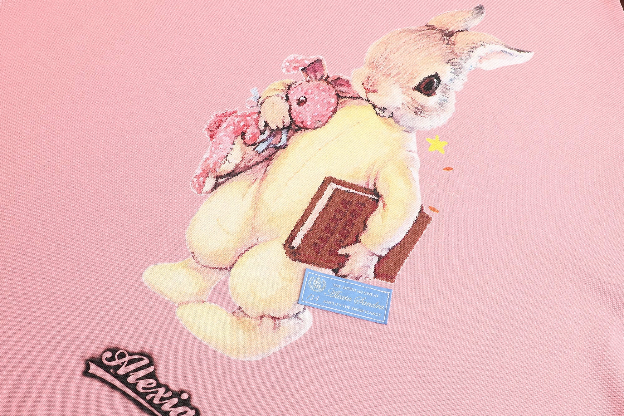 Alexia Sandra Pink And Brown Alexia Bunny Raglan T-Shirt | MADA IN CHINA