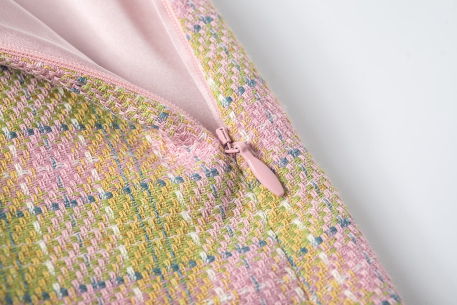 Alexia Sandra Pink And Green Tweed Plaid Skirt | MADA IN CHINA