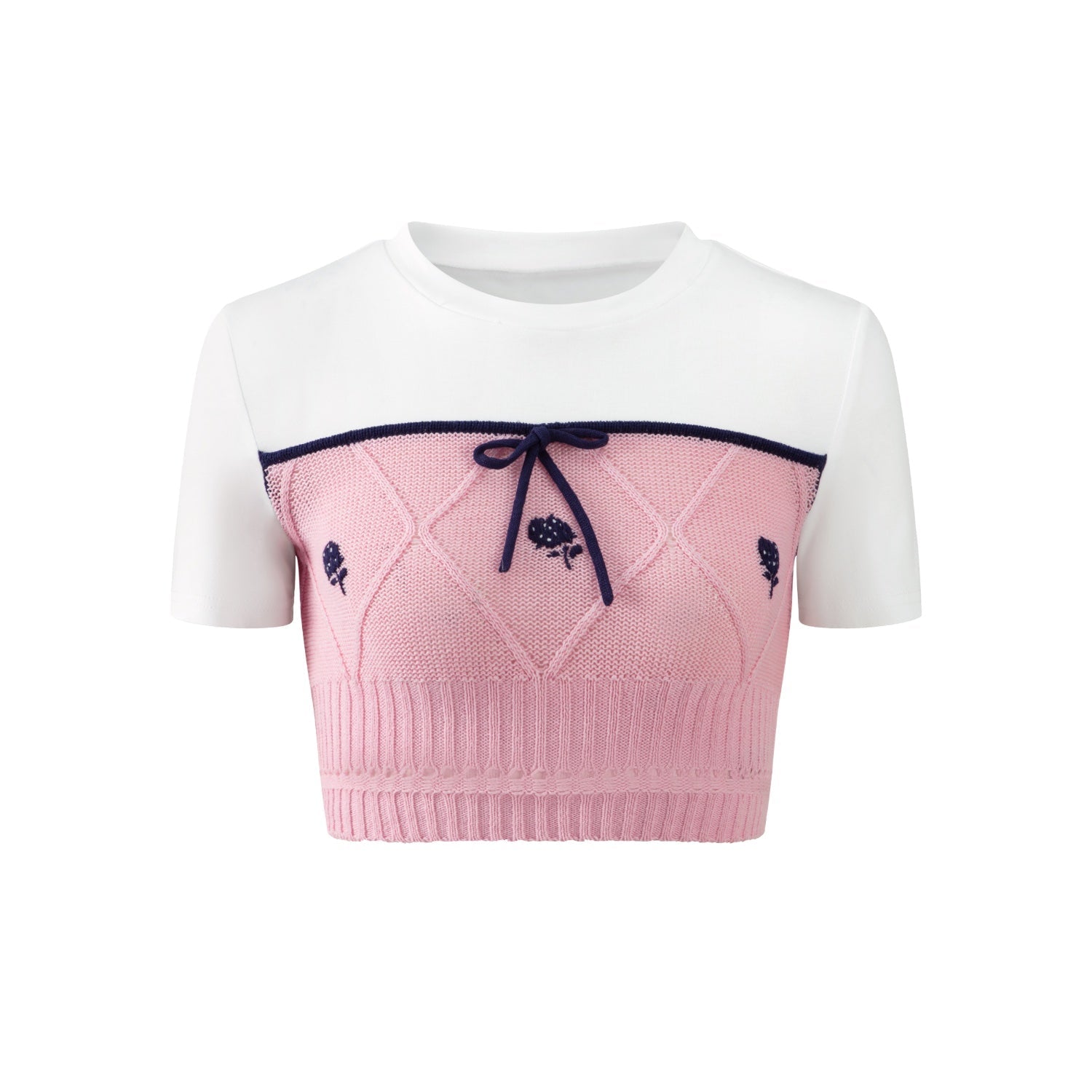 HERLIAN Pink And White Knit T-shirt | MADA IN CHINA