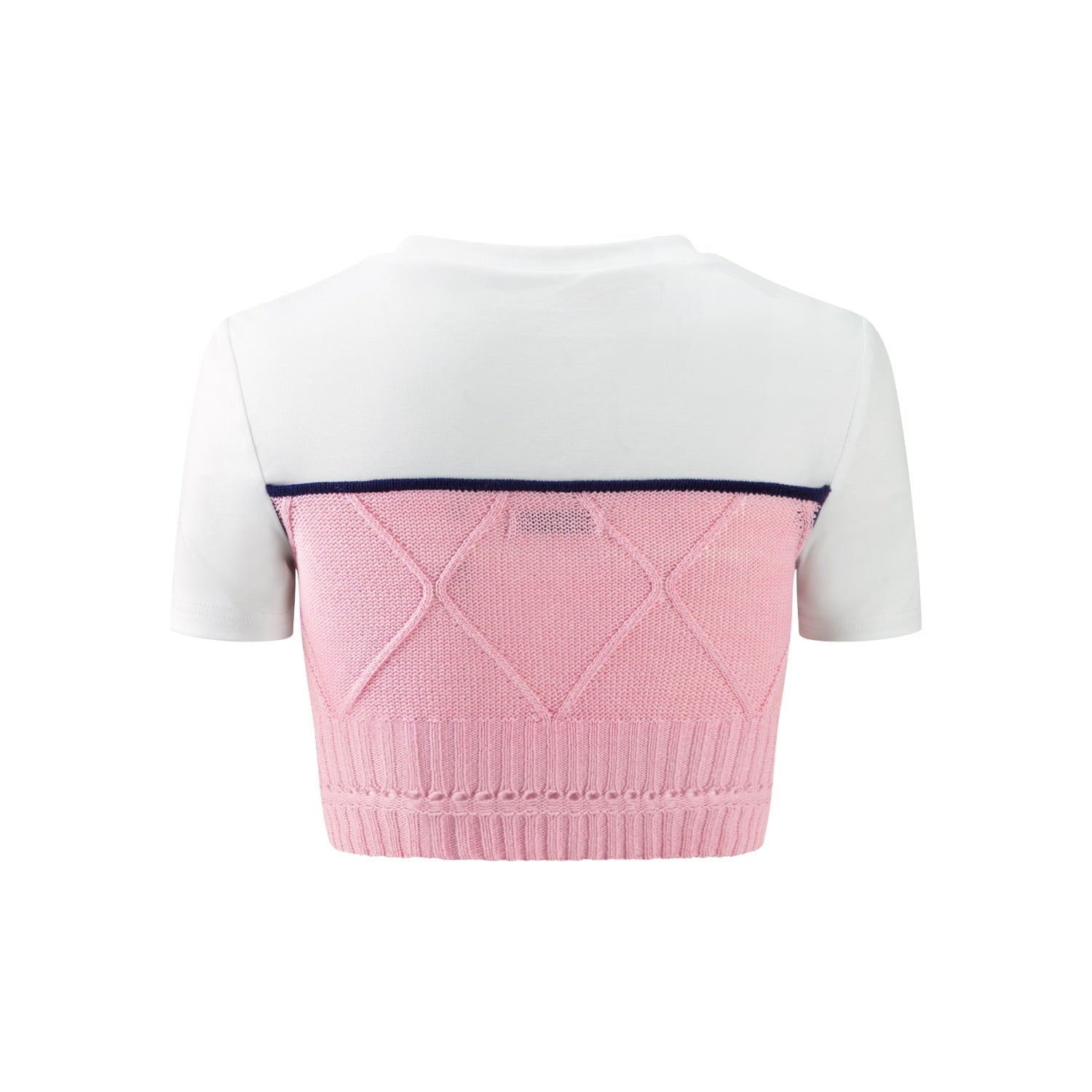 HERLIAN Pink And White Knit T-shirt | MADA IN CHINA