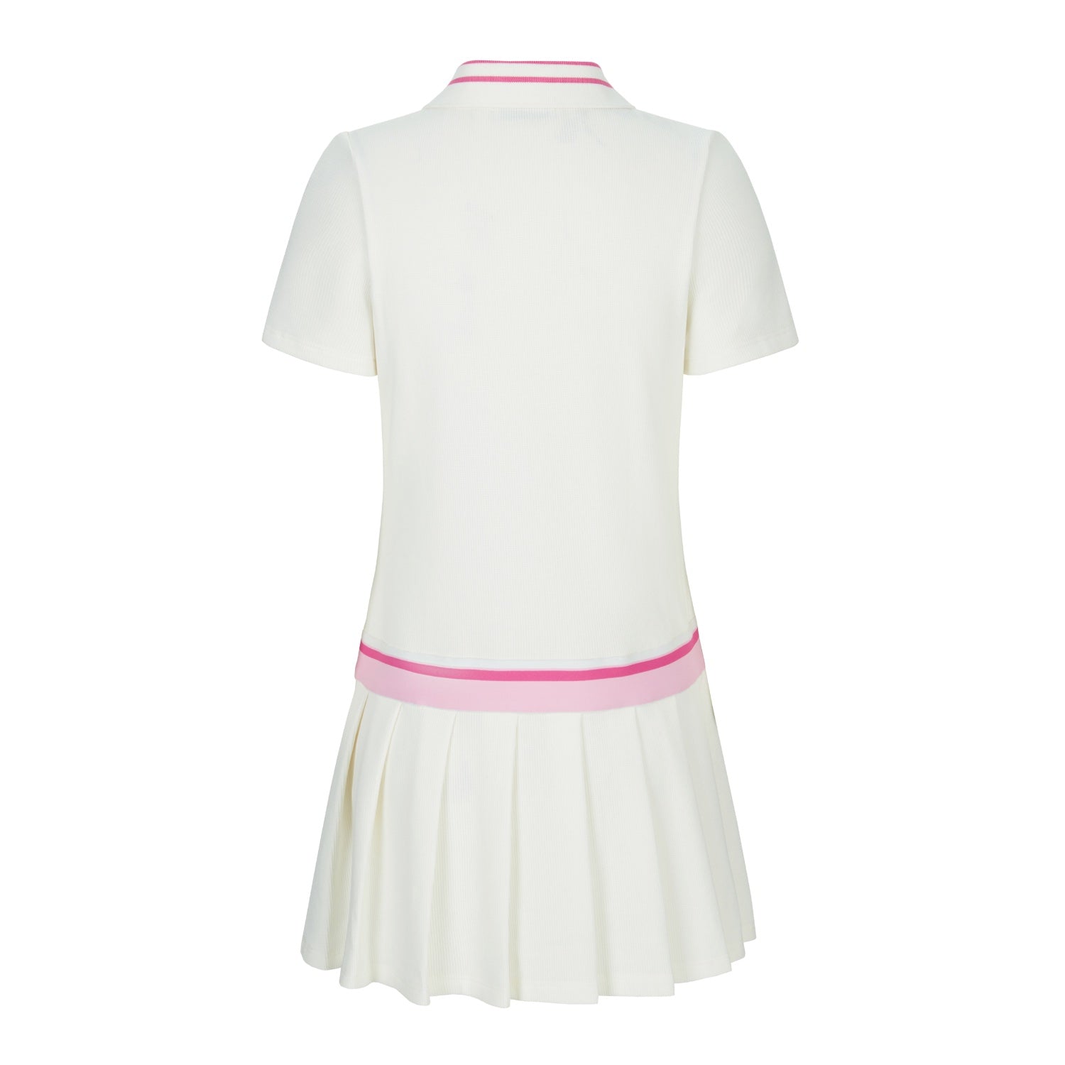 HERLIAN Pink And White Pleated Short Polo Dress | MADA IN CHINA