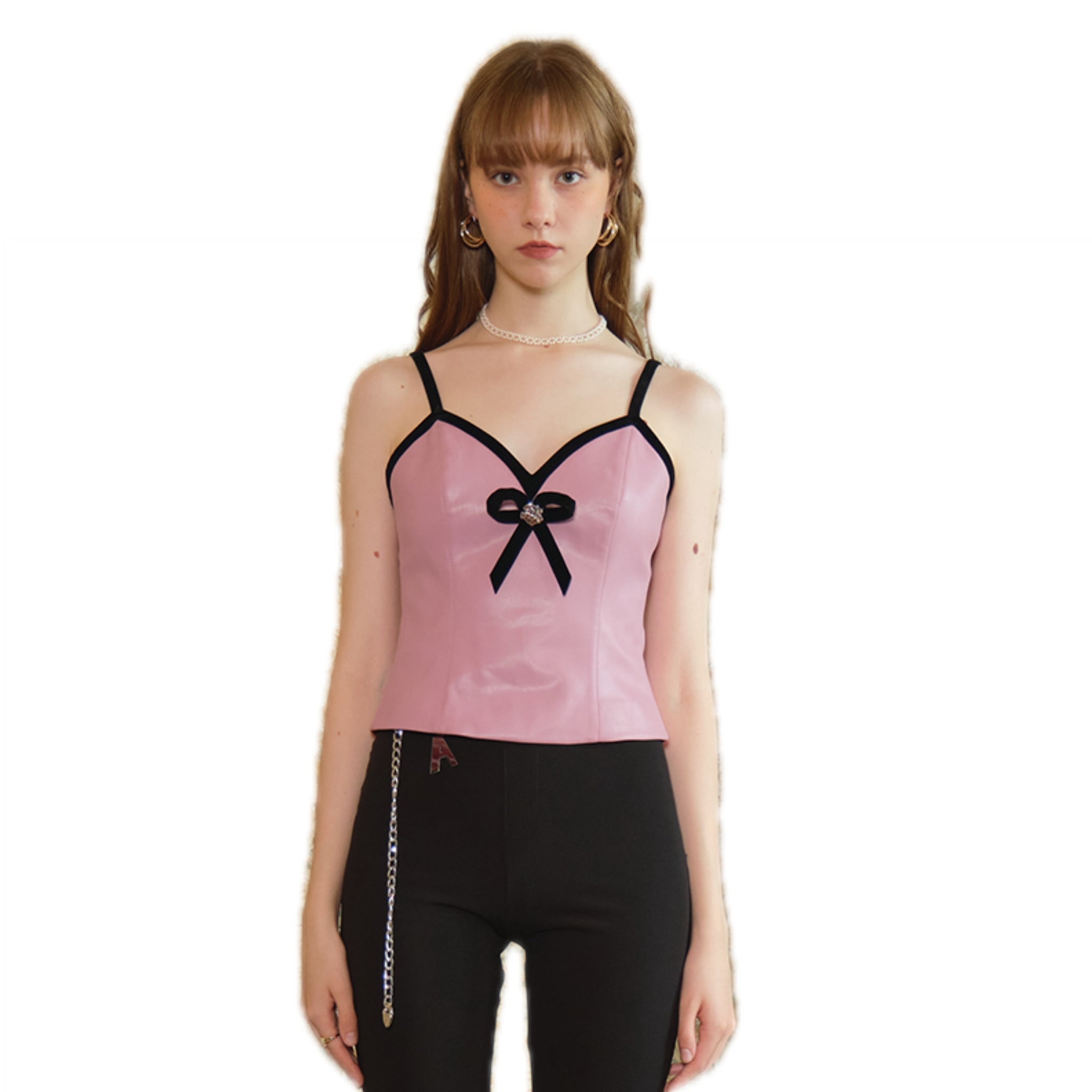 ARTE PURA Pink Bow Leather Vest | MADA IN CHINA