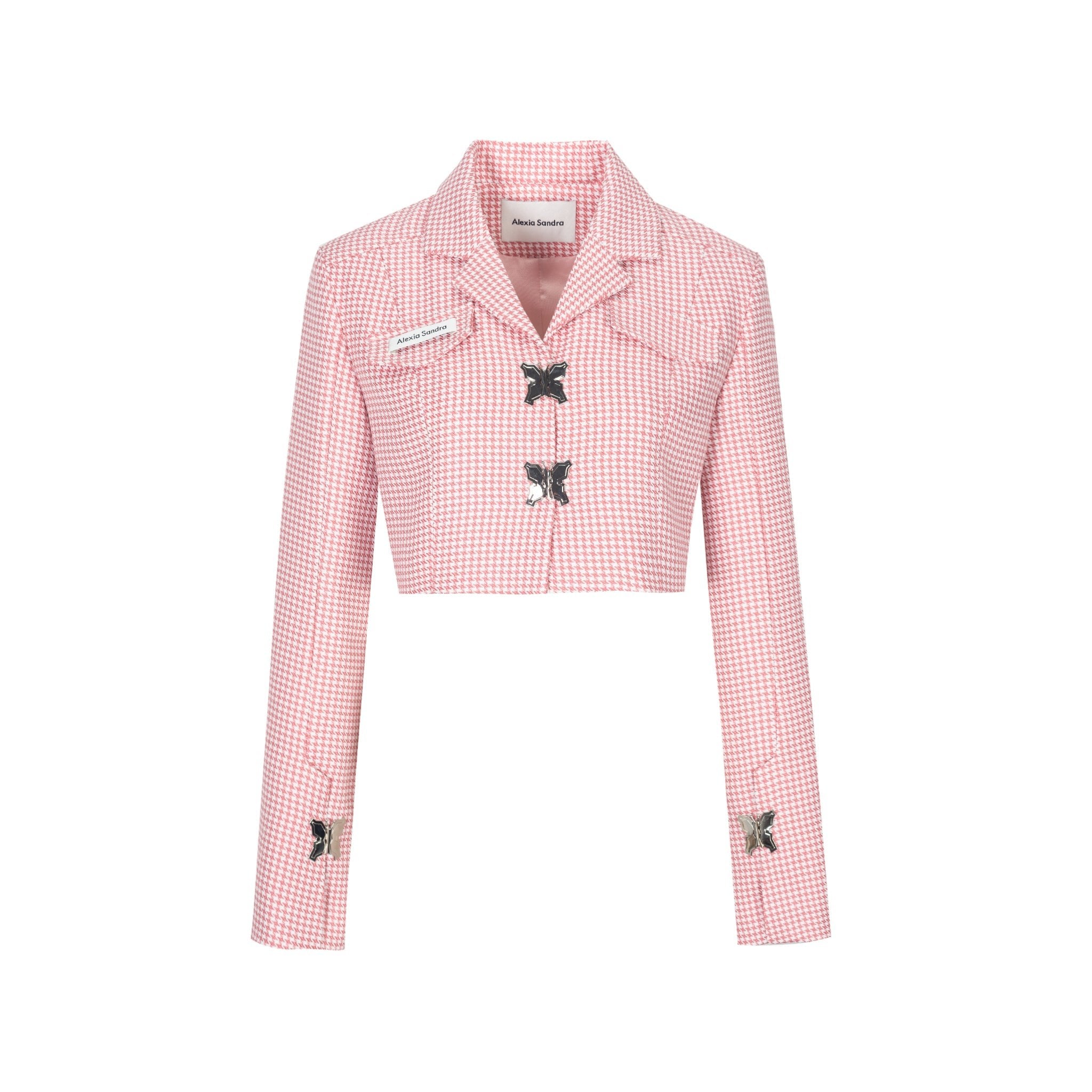 Alexia Sandra Pink Butterfly Button Blazer | MADA IN CHINA