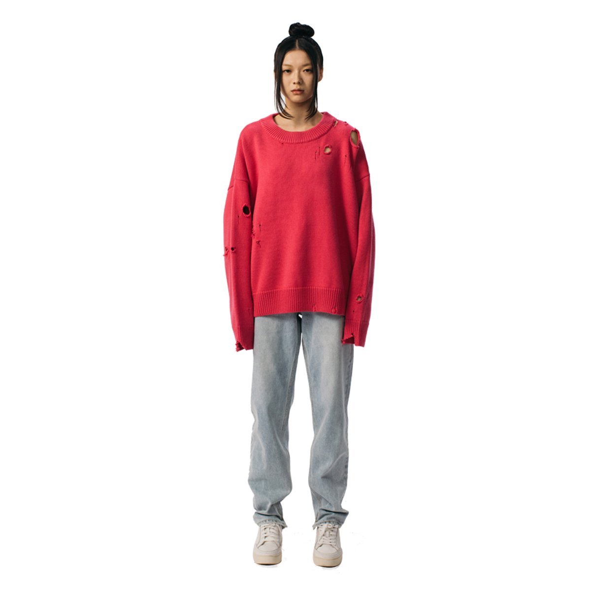 ANN ANDELMAN Pink Destroyed Sweatshirt | MADA IN CHINA