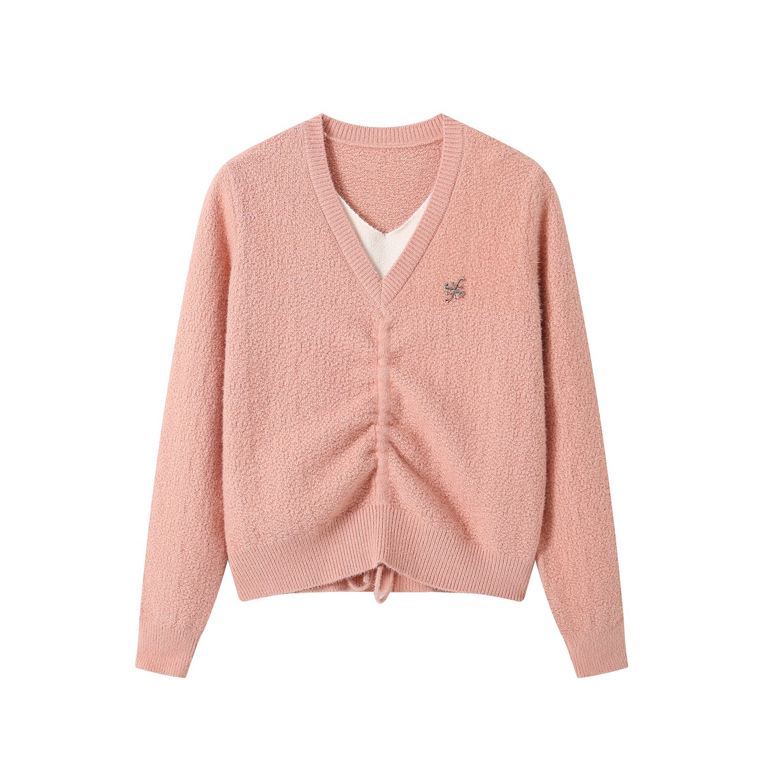 SOMESOWE Pink Drawstring Knit Top | MADA IN CHINA