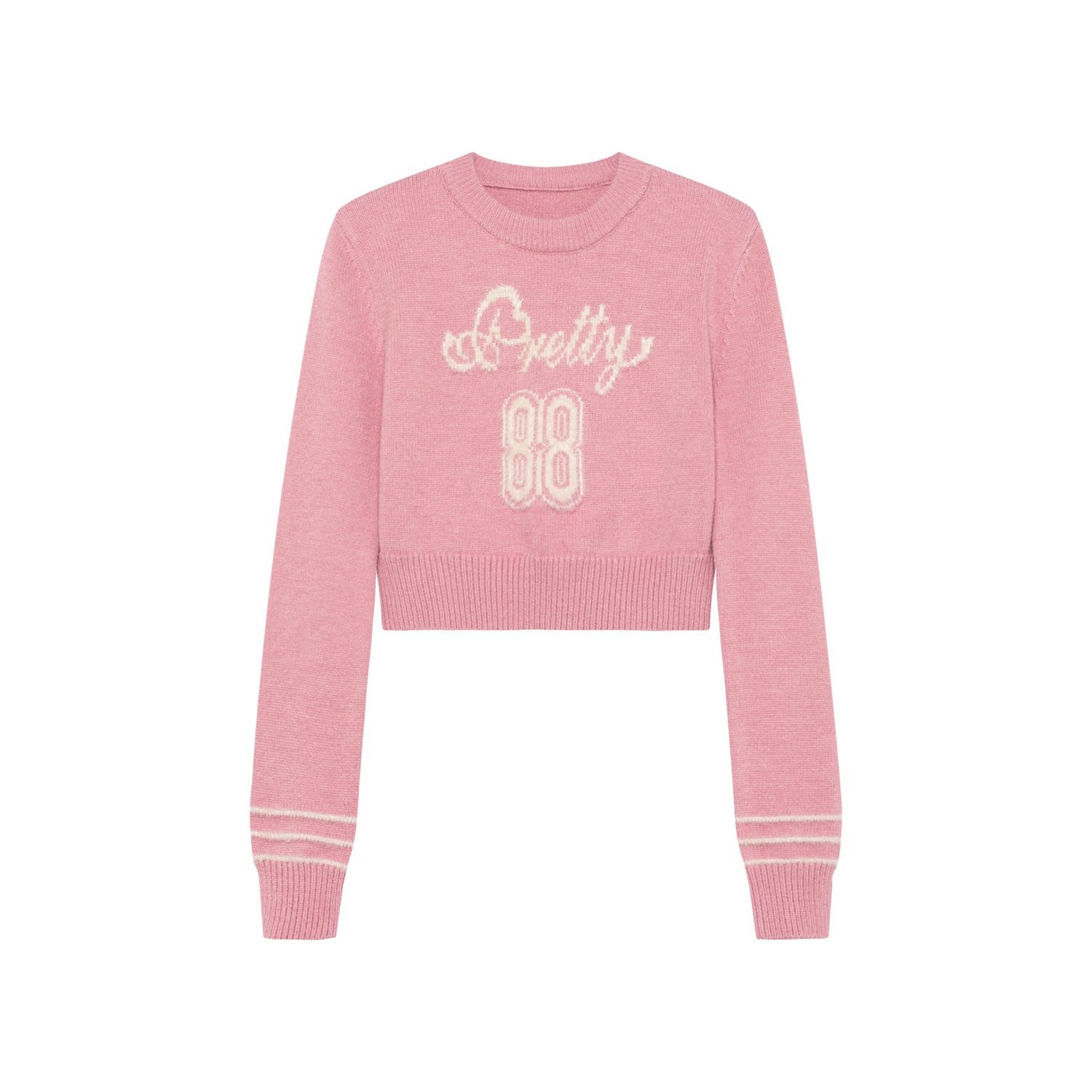 SOMESOWE Pink Fuzzy Short Sweater | MADA IN CHINA