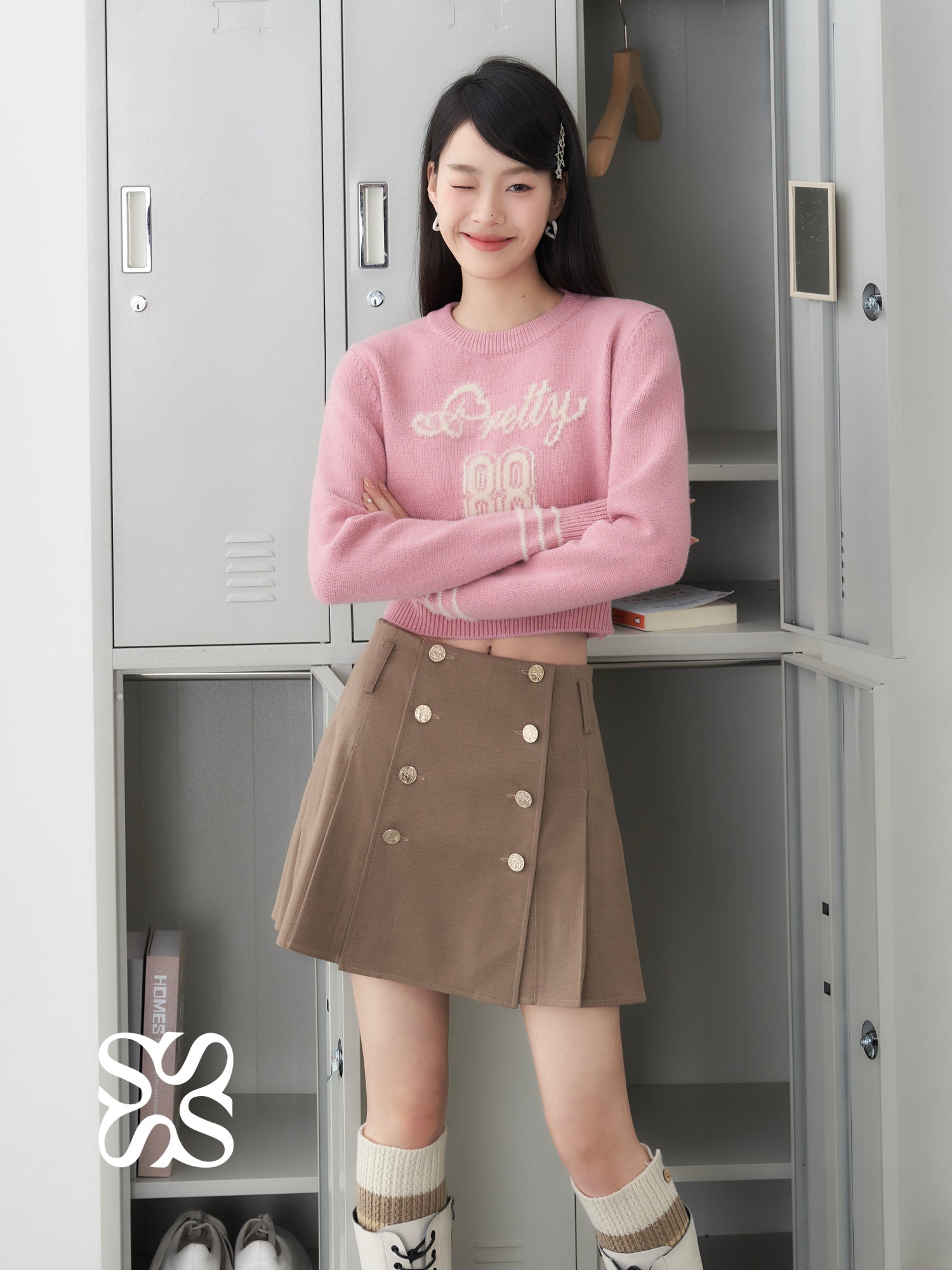 SOMESOWE Pink Fuzzy Short Sweater | MADA IN CHINA