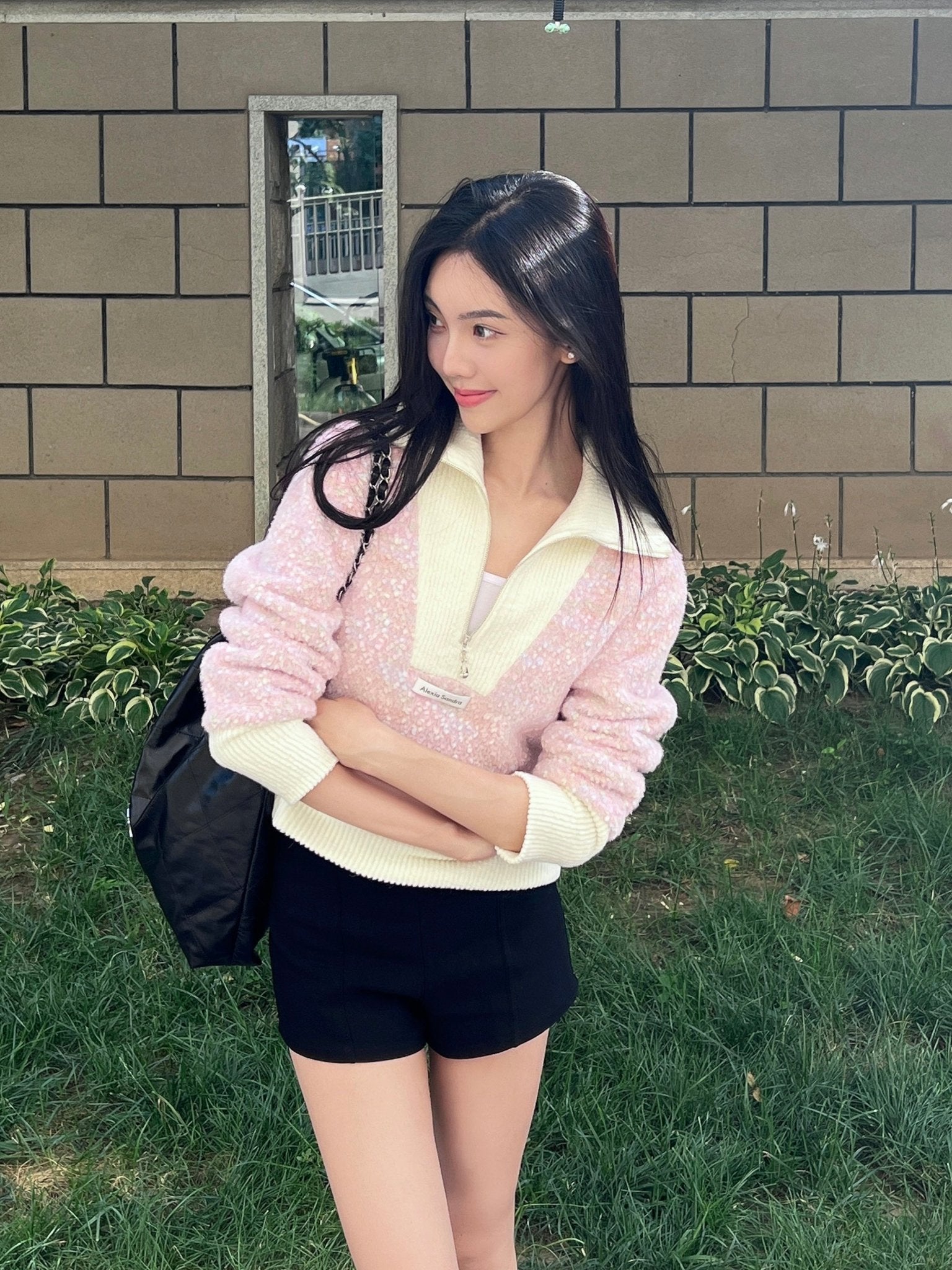 Alexia Sandra Pink Knitted Cardigan Polo | MADA IN CHINA