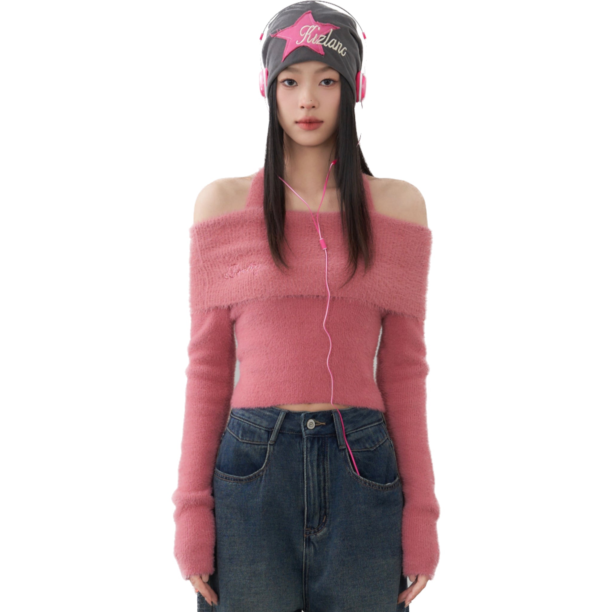 SOMESOWE Pink Neck Strapping Shirt | MADA IN CHINA