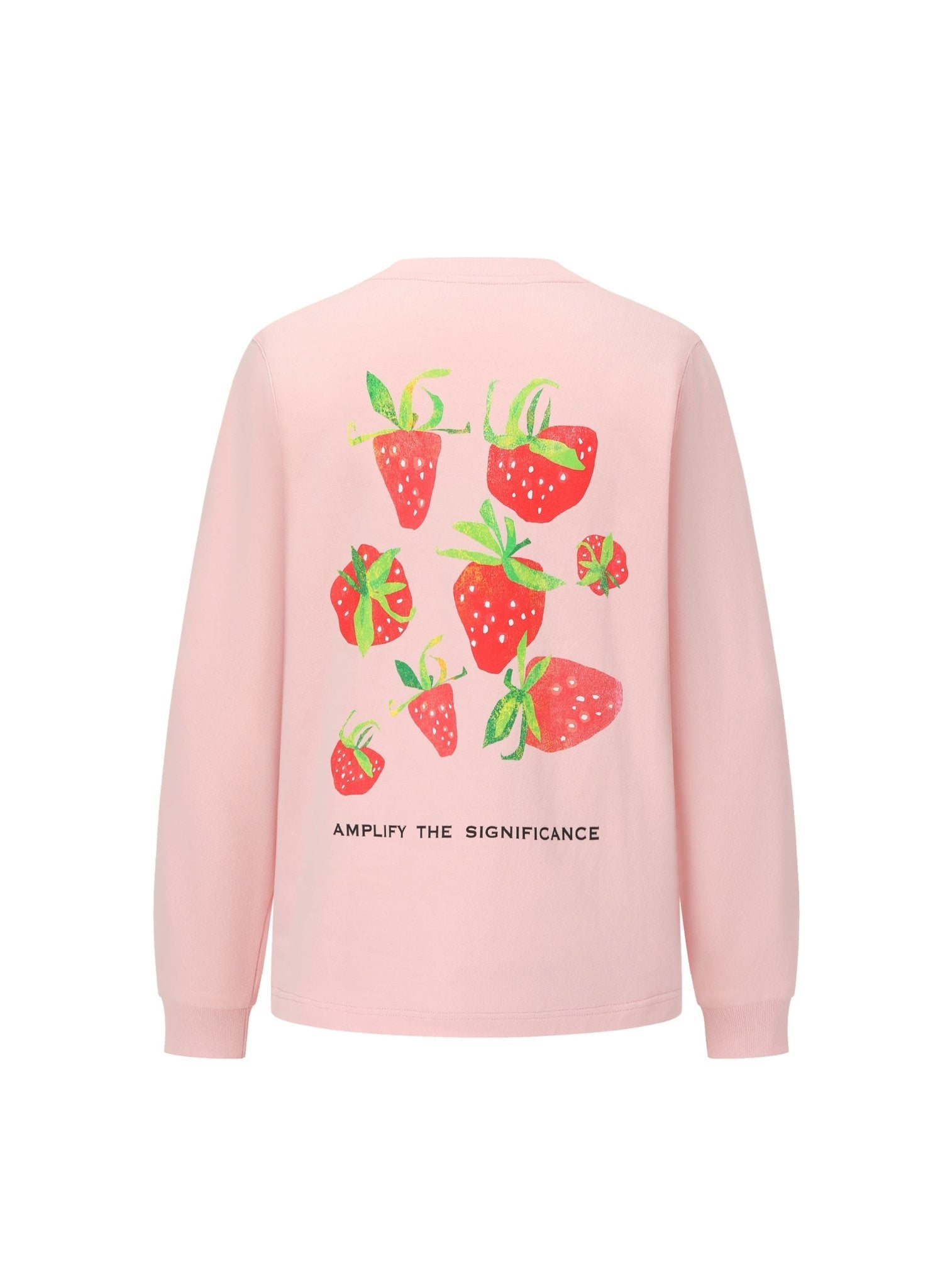 Alexia Sandra Pink Pocket Strawberry Long Sleeve Sweatshirt | MADA IN CHINA