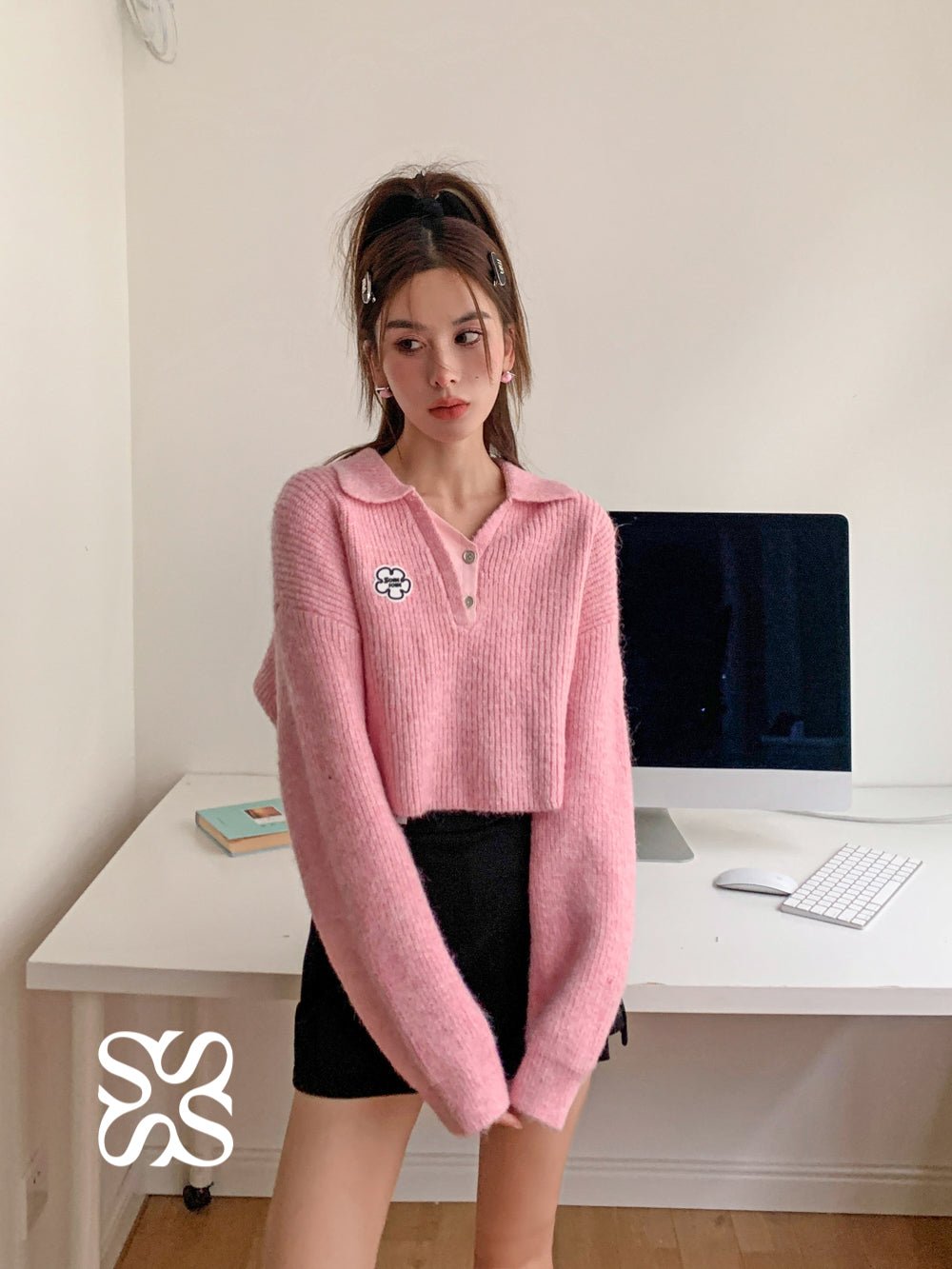 SOMESOWE Pink Short Sweater | MADA IN CHINA