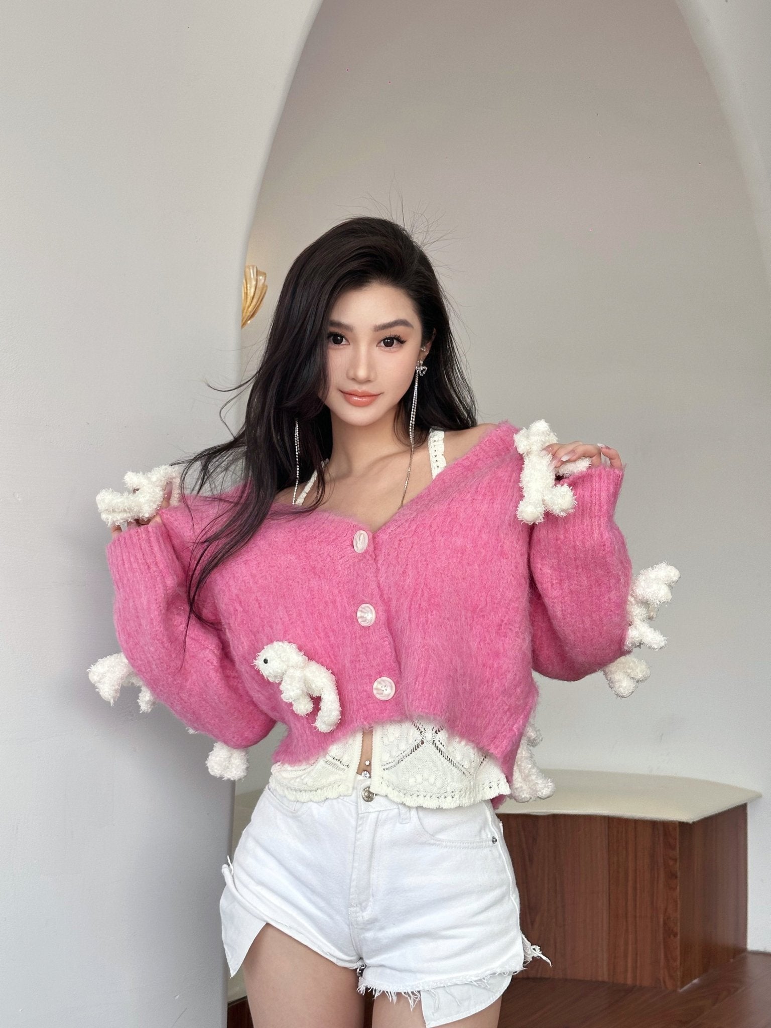 13DE MARZO Pink Toys Cardigan | MADA IN CHINA