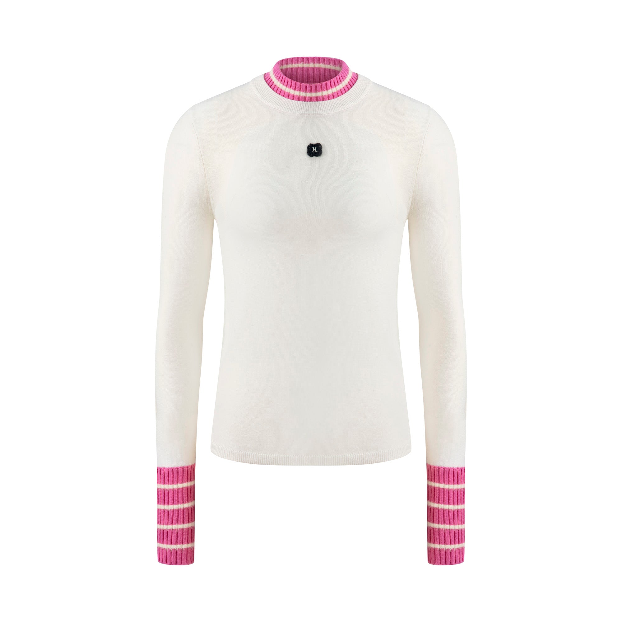 HERLIAN Pink Wool Double Layer Collar Bottom Sweater | MADA IN CHINA