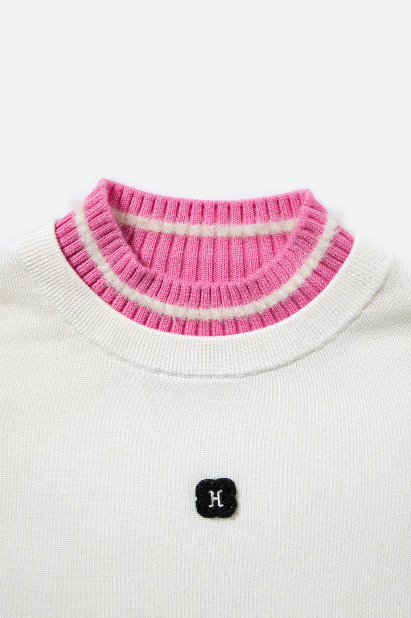 HERLIAN Pink Wool Double Layer Collar Bottom Sweater | MADA IN CHINA