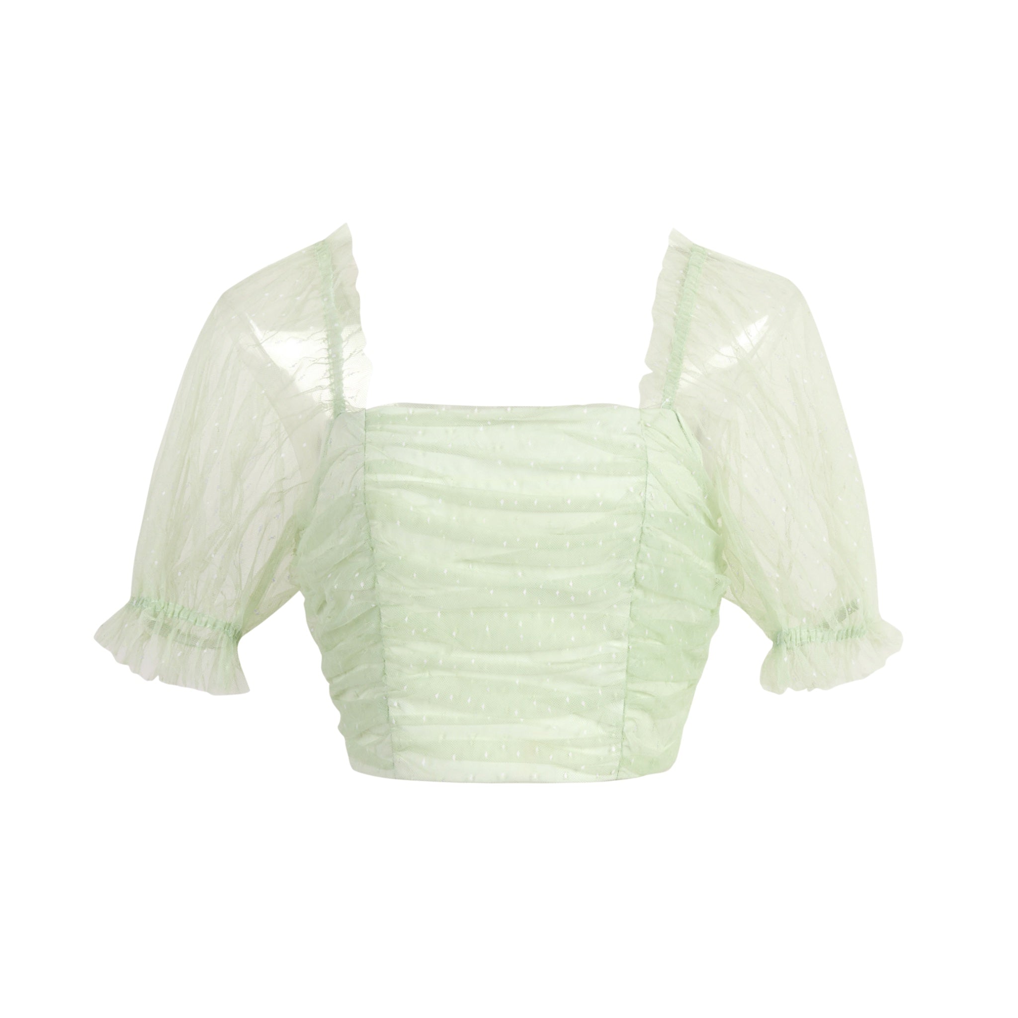 THREE QUARTERS Polka Dot Light Green Top | MADA IN CHINA