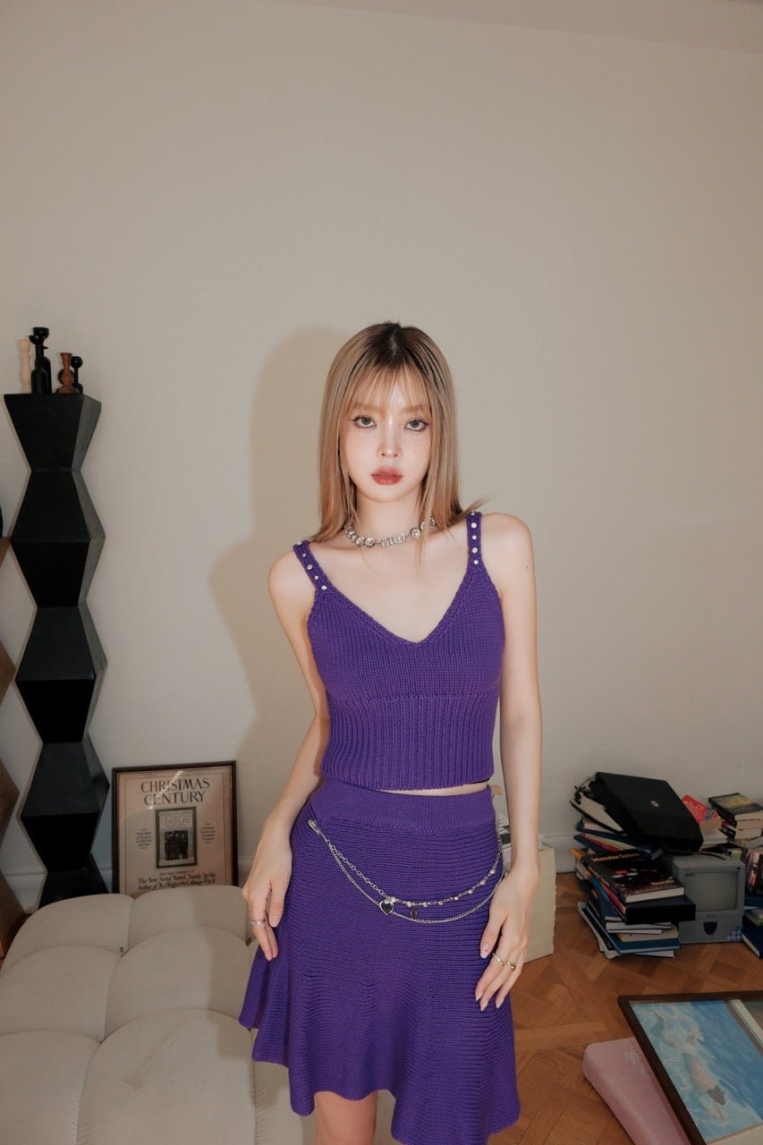 DIANA VEVINA Purple Rhinestone Knit Sling | MADA IN CHINA