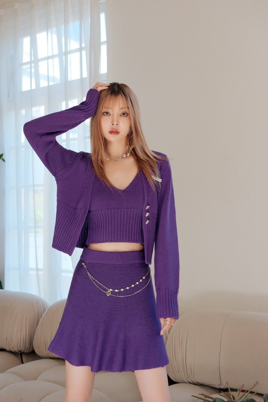 DIANA VEVINA Purple Rhinestone Knit Sling | MADA IN CHINA