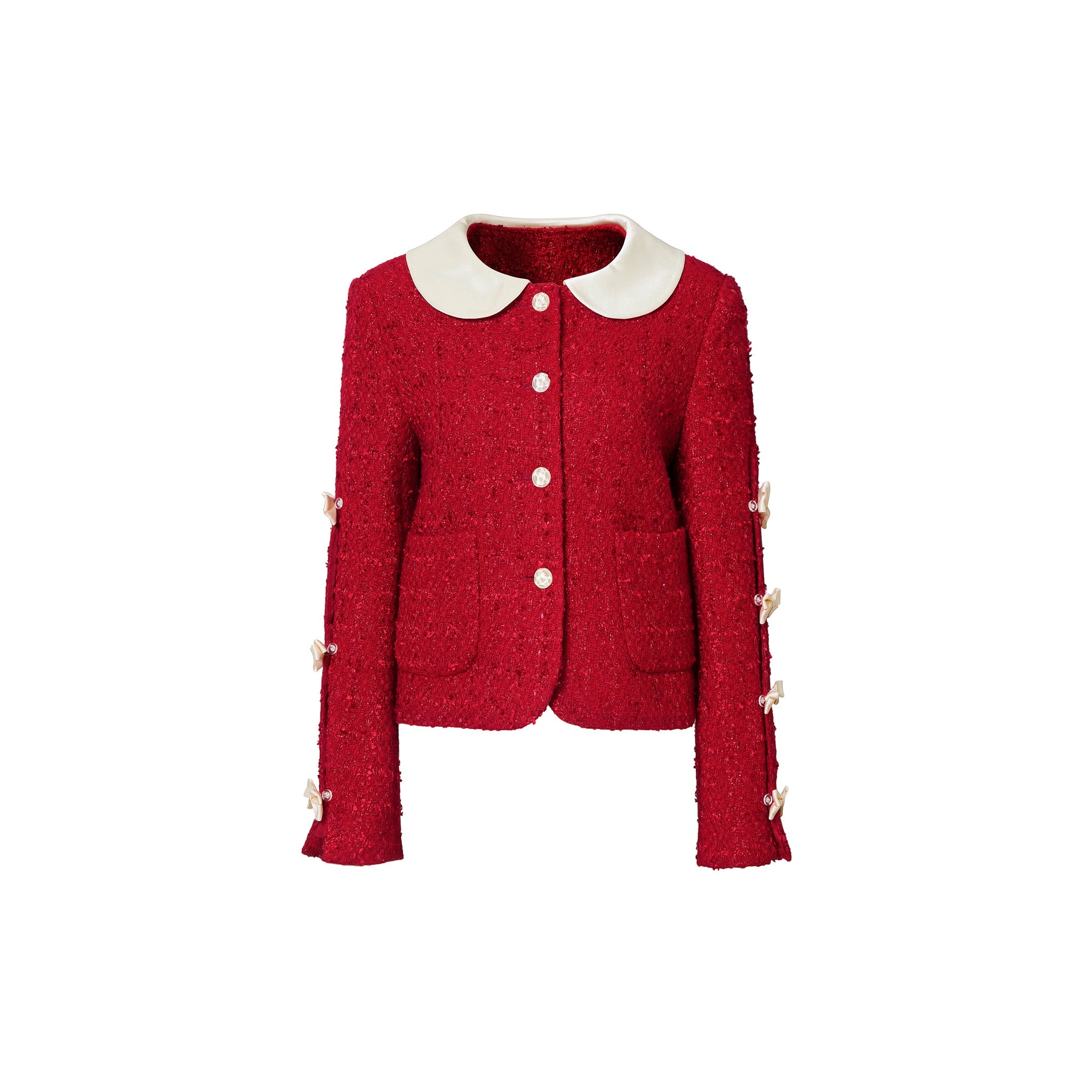 HERLIAN Red Bowknot Tweed Jacket | MADA IN CHINA