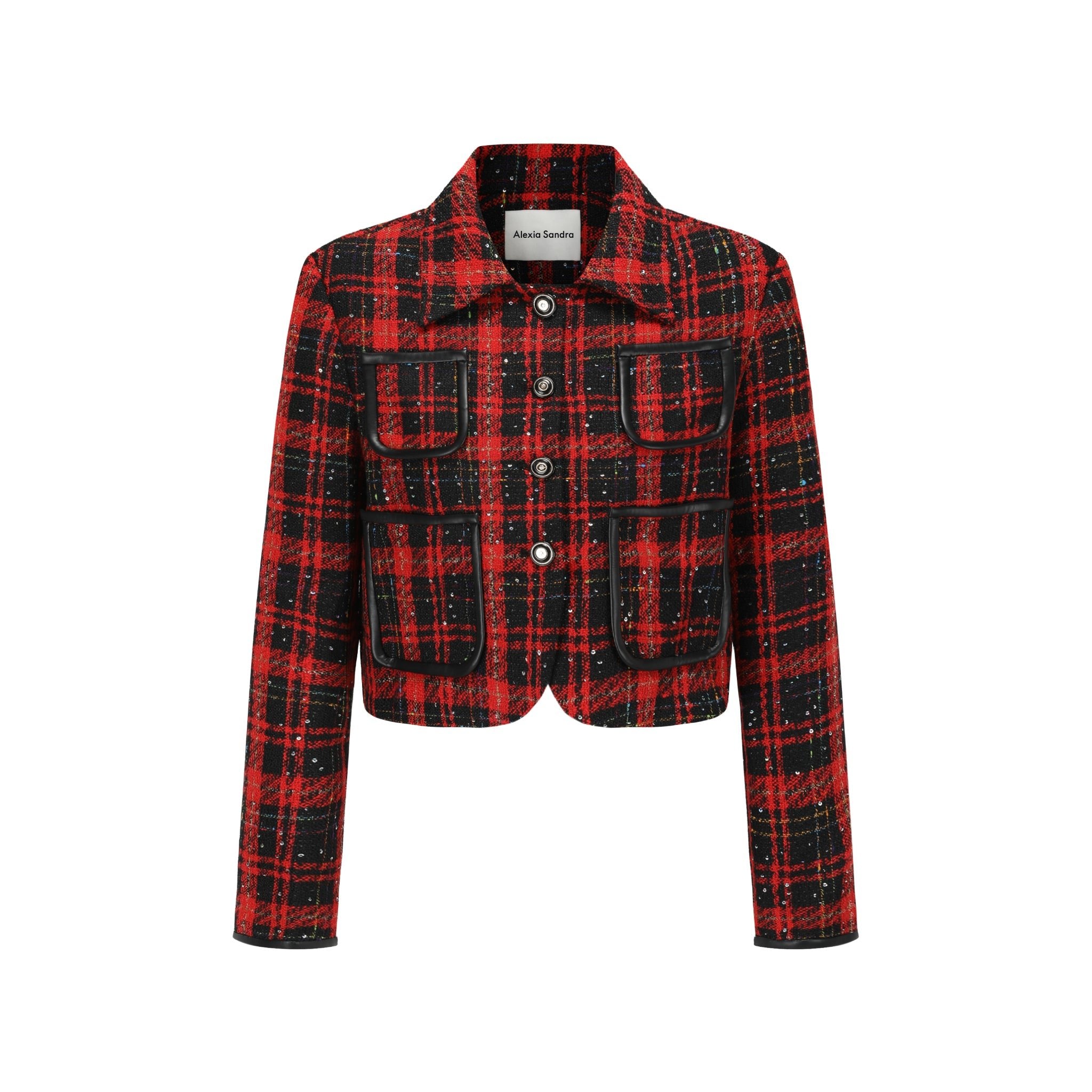 Alexia Sandra Red Plaid Cropped Blazer | MADA IN CHINA