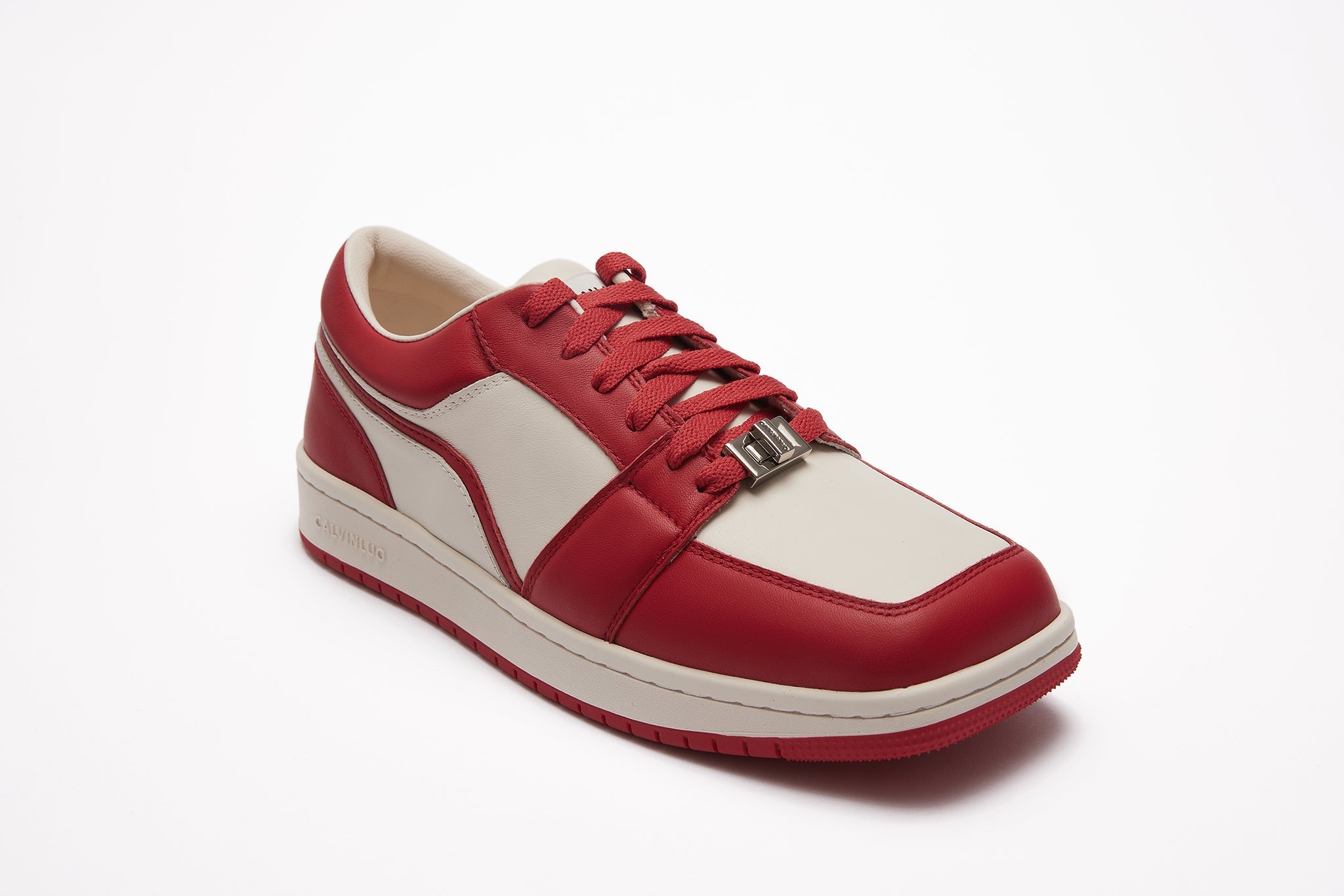 CALVIN LUO Red Square Toe Low Sneakers | MADA IN CHINA