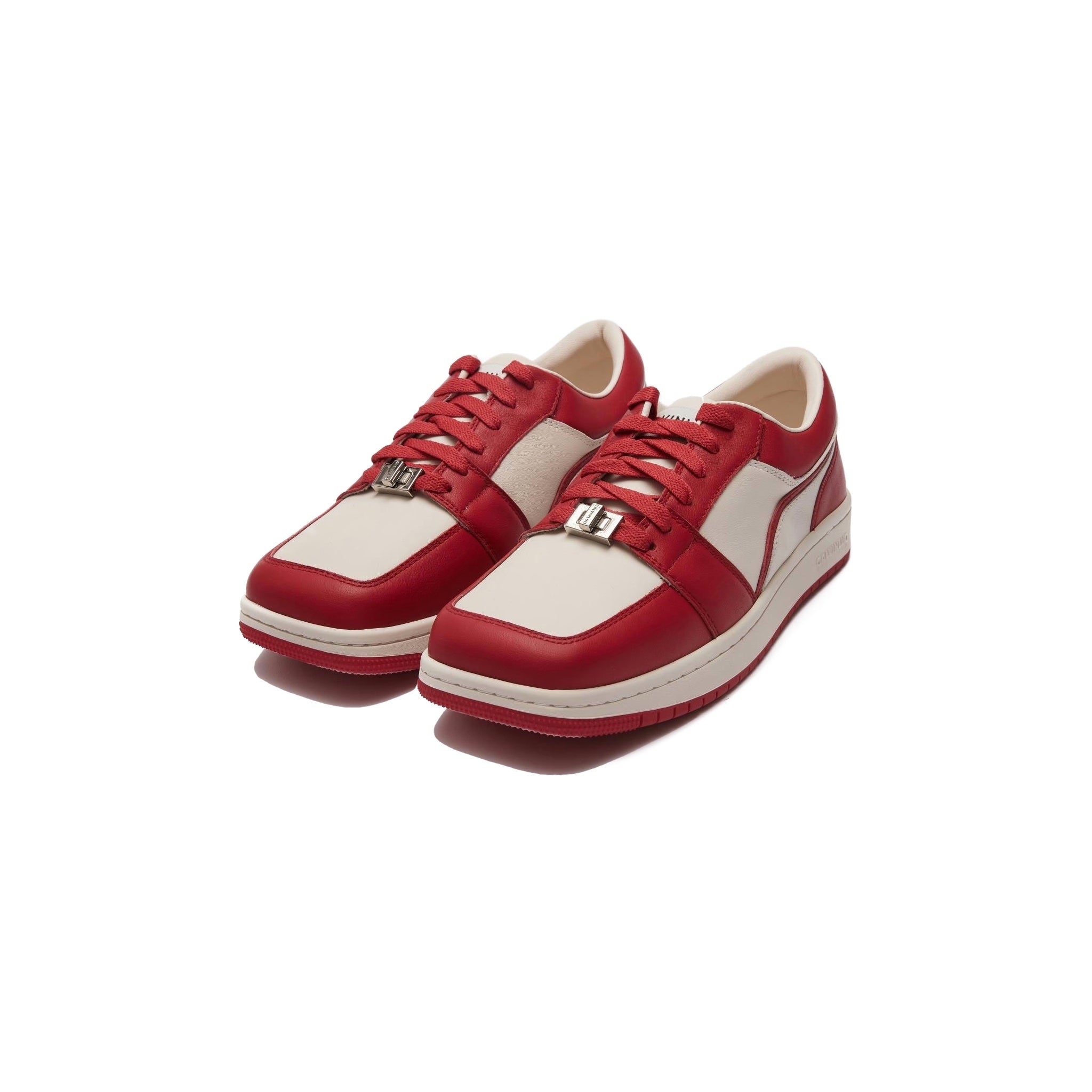 CALVIN LUO Red Square Toe Low Sneakers | MADA IN CHINA