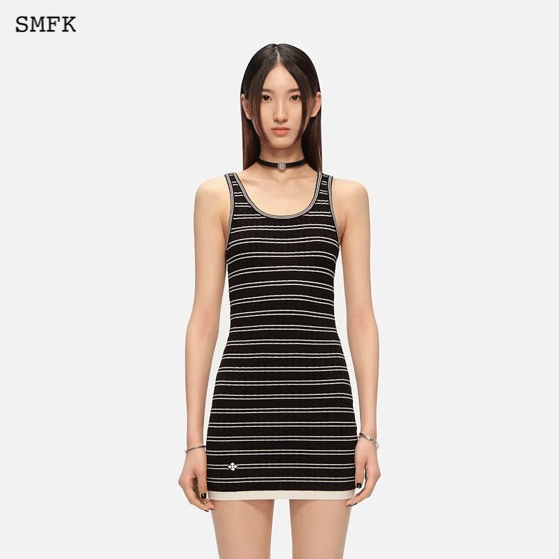 SMFK Retro Campus Striped Sports Tank Dress Black | MADA IN CHINA