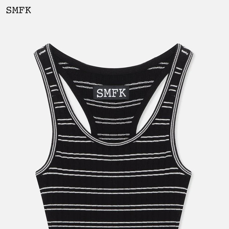 SMFK Retro Campus Striped Sports Tank Dress Black | MADA IN CHINA