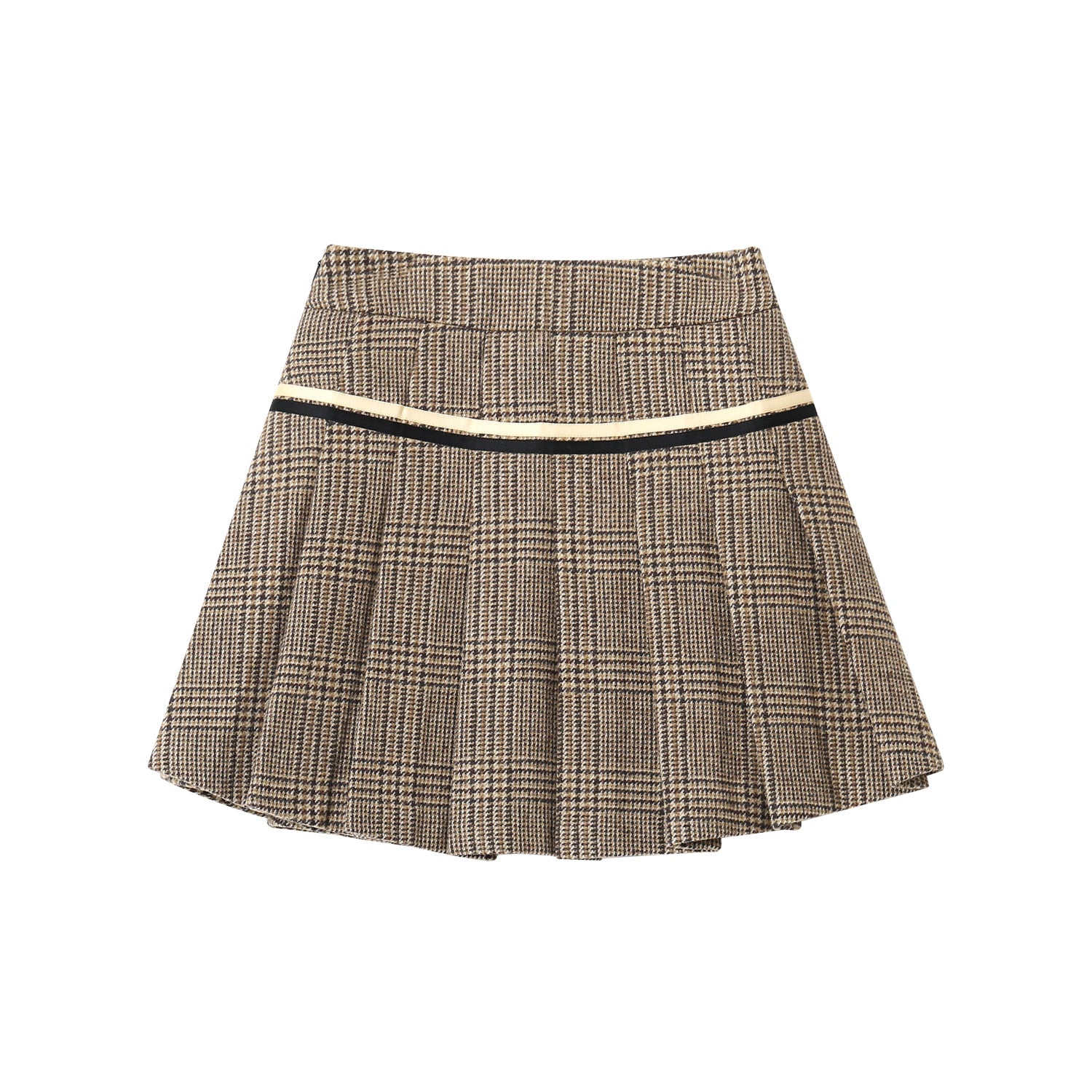 SOMESOWE Retro Checkered Pleated Wool Skirt | MADA IN CHINA