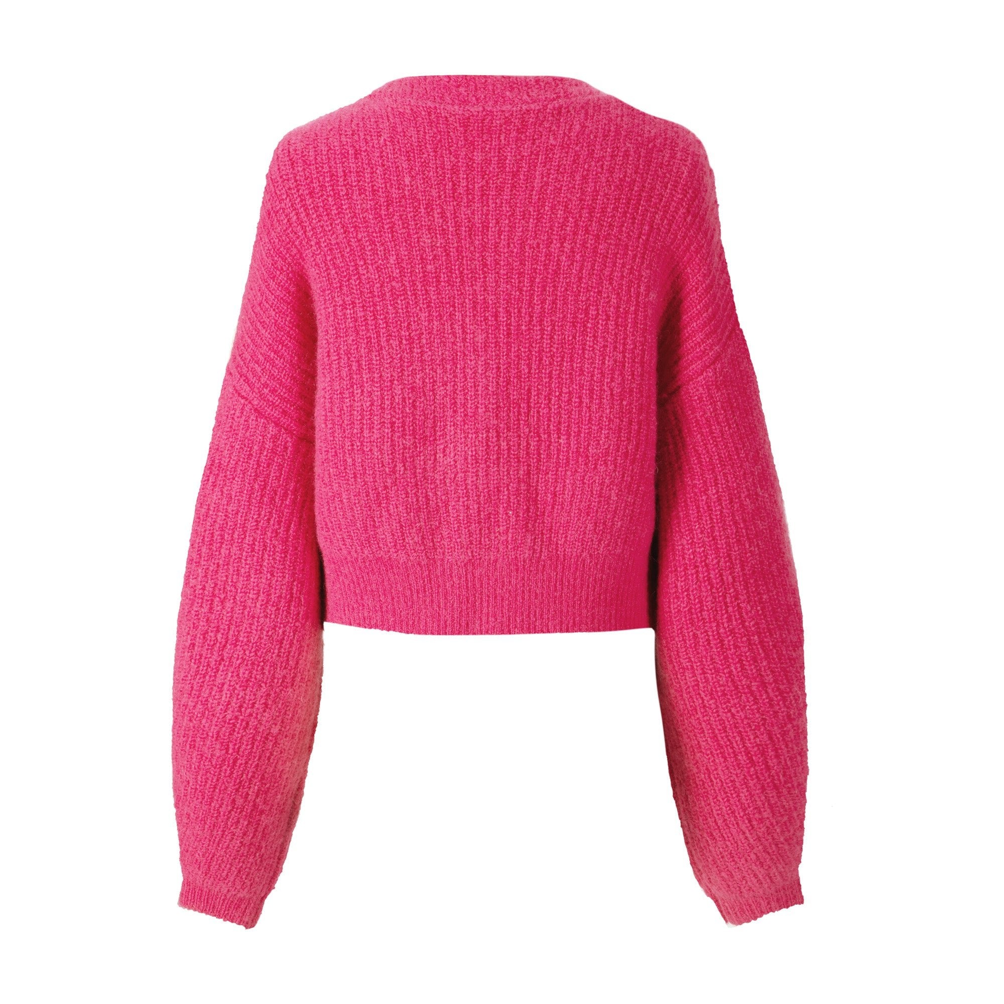 HERLIAN Rose Red Lantern Sleeve Woolen Cardigan | MADA IN CHINA