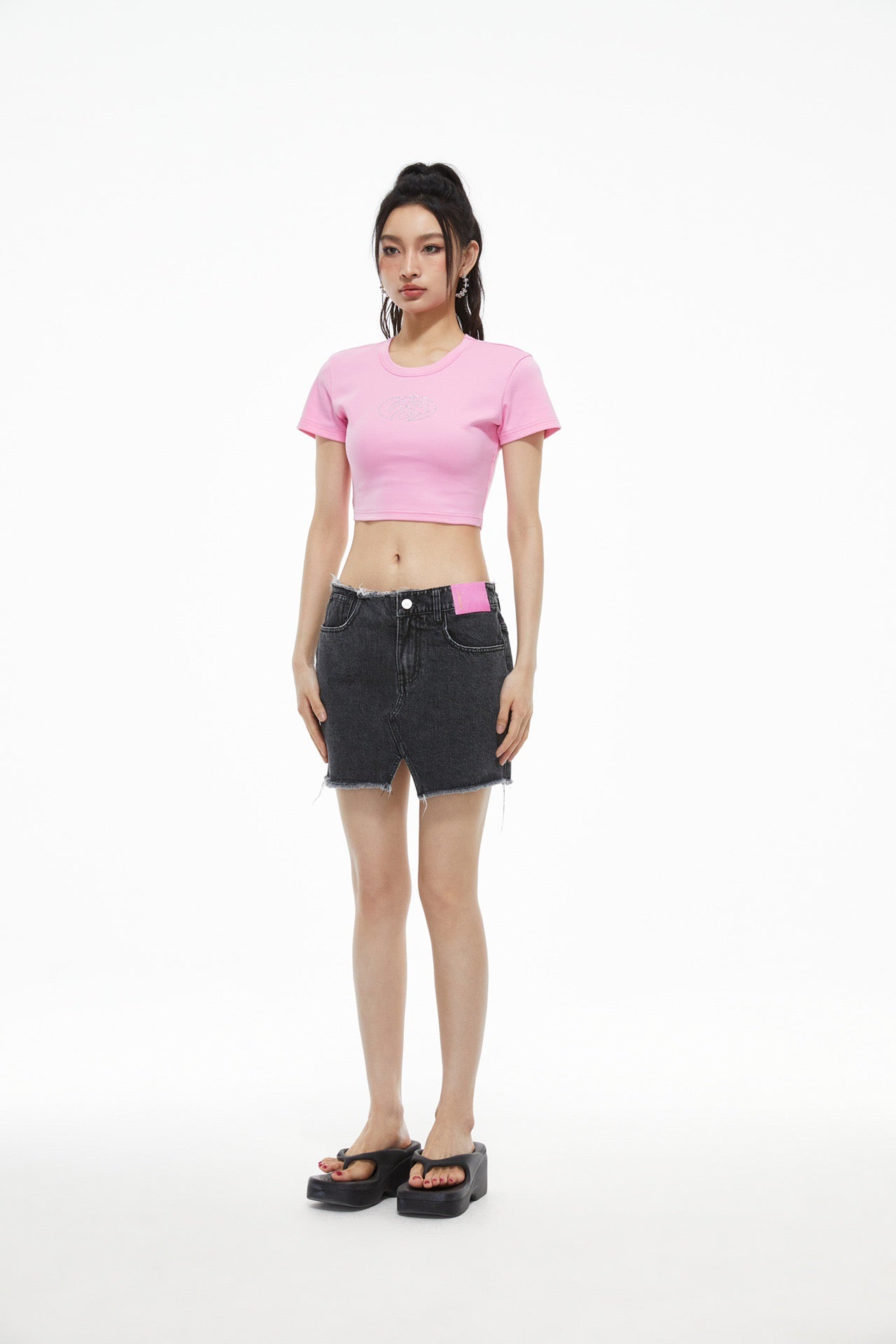 ANN ANDELMAN Short Sleeve with Diamond Logo Tee Pink | MADA IN CHINA