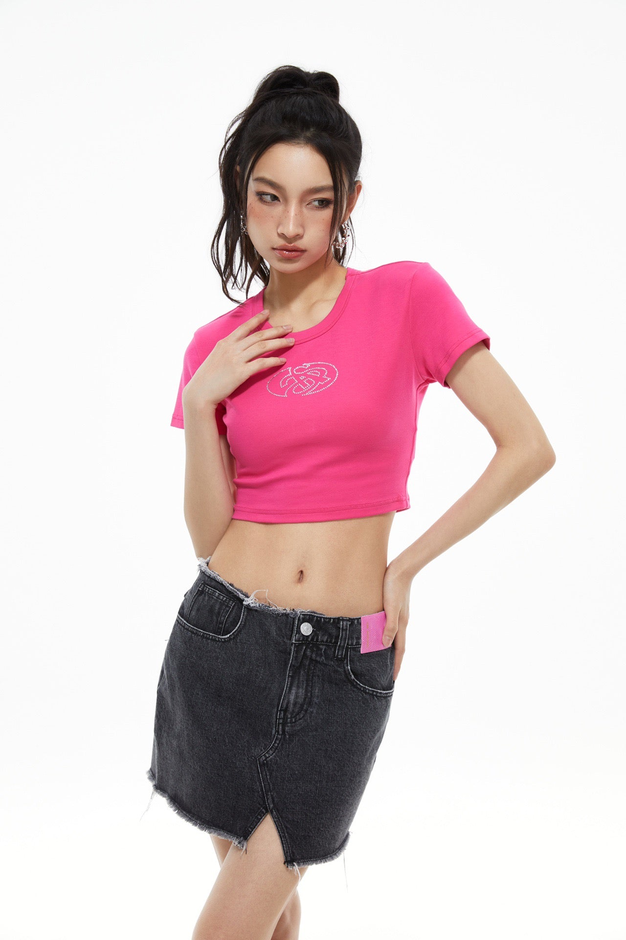 ANN ANDELMAN Short Sleeve with Diamond Logo Tee Rosy | MADA IN CHINA