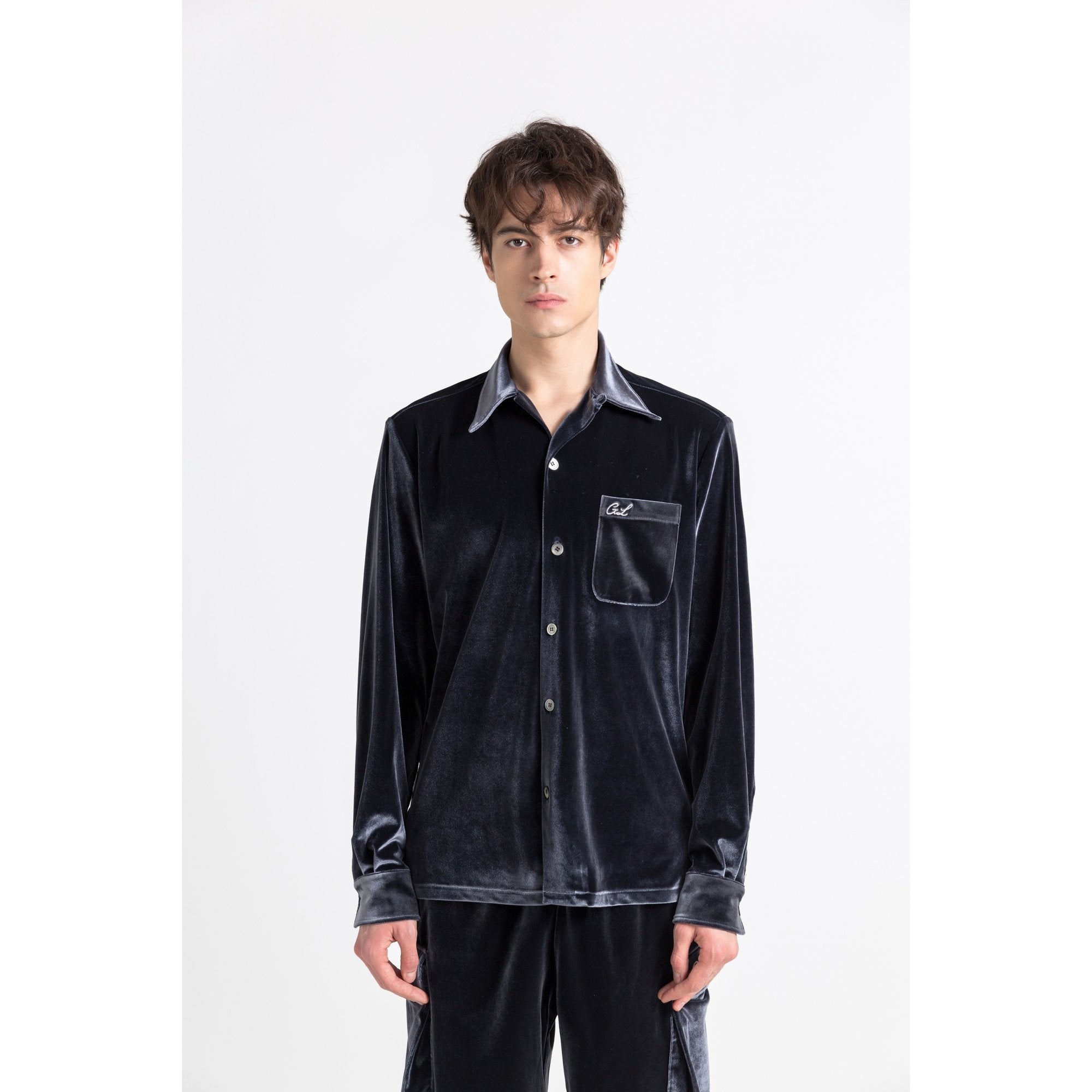 GALLIANO LANDOR Silver Velvet Shirt | MADA IN CHINA