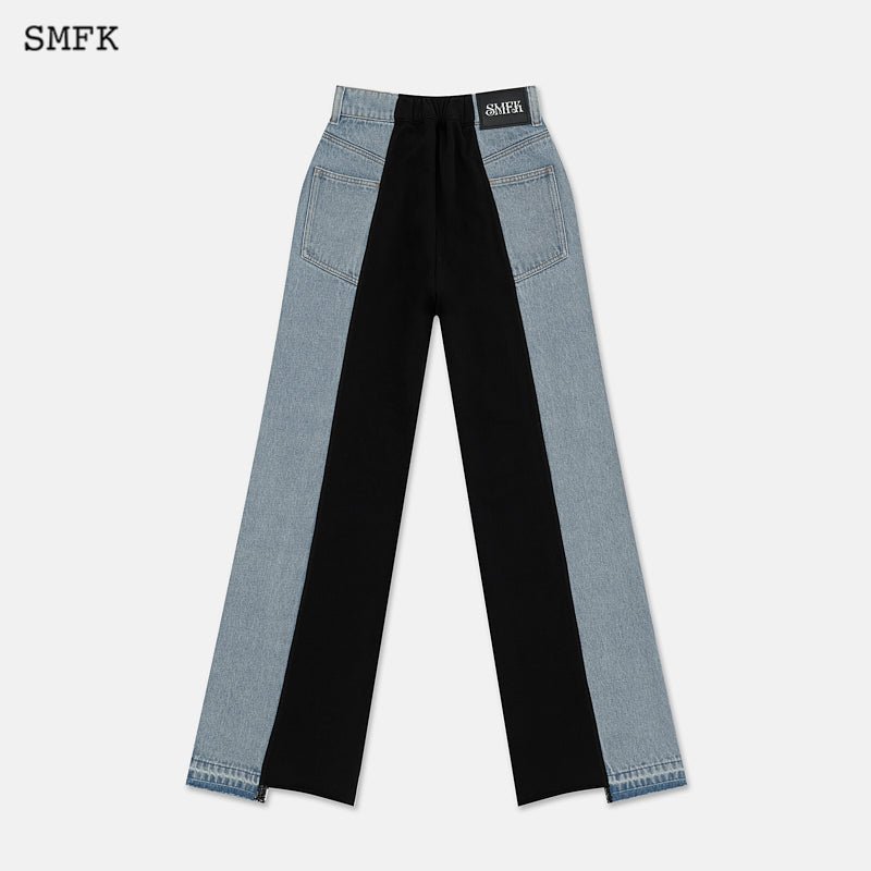 SMFK Skater Deconstructed Wide Leg Jeans Blue and Black | MADA IN CHINA