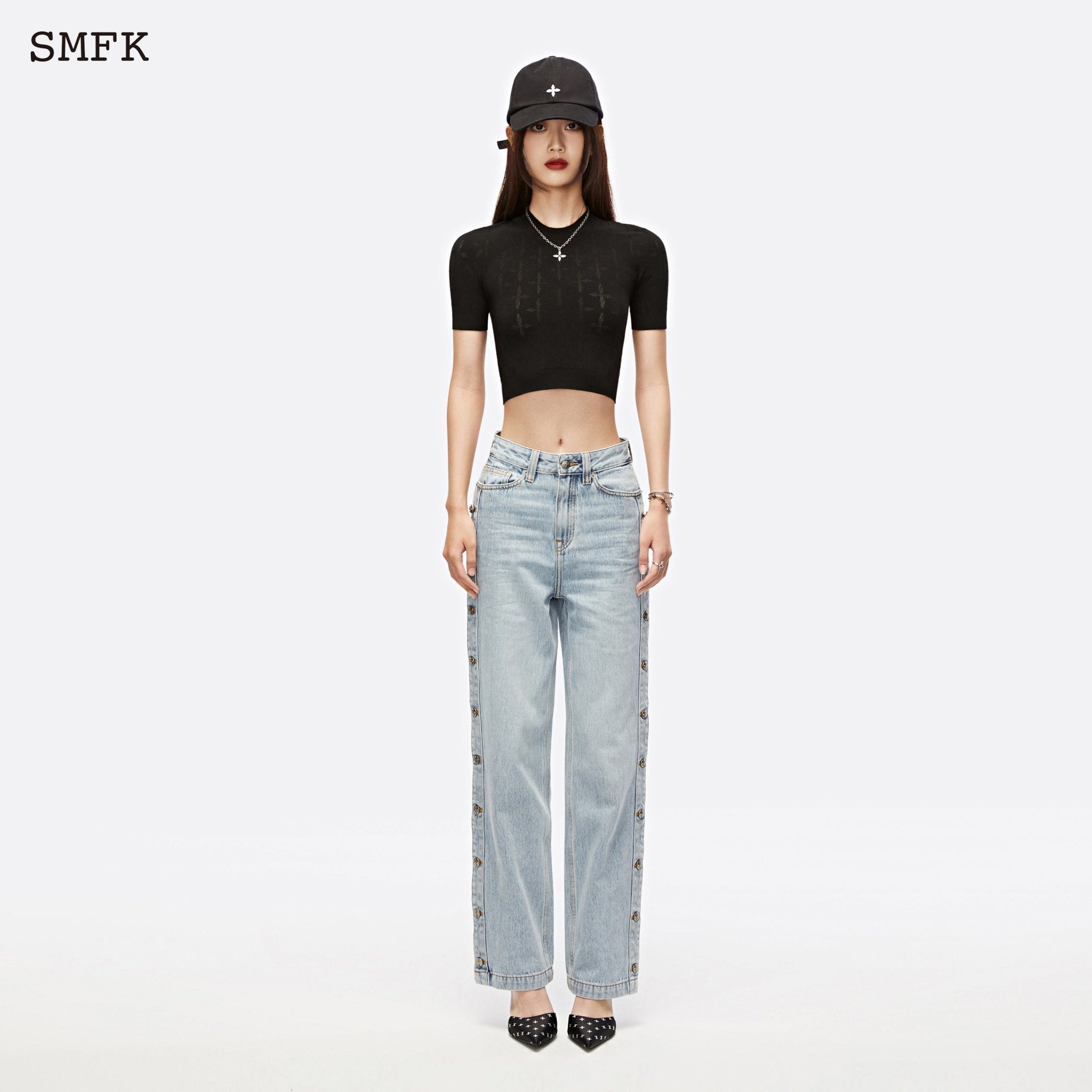 SMFK Skater Skateboard Deconstructed Jeans Denim Blue | MADA IN CHINA