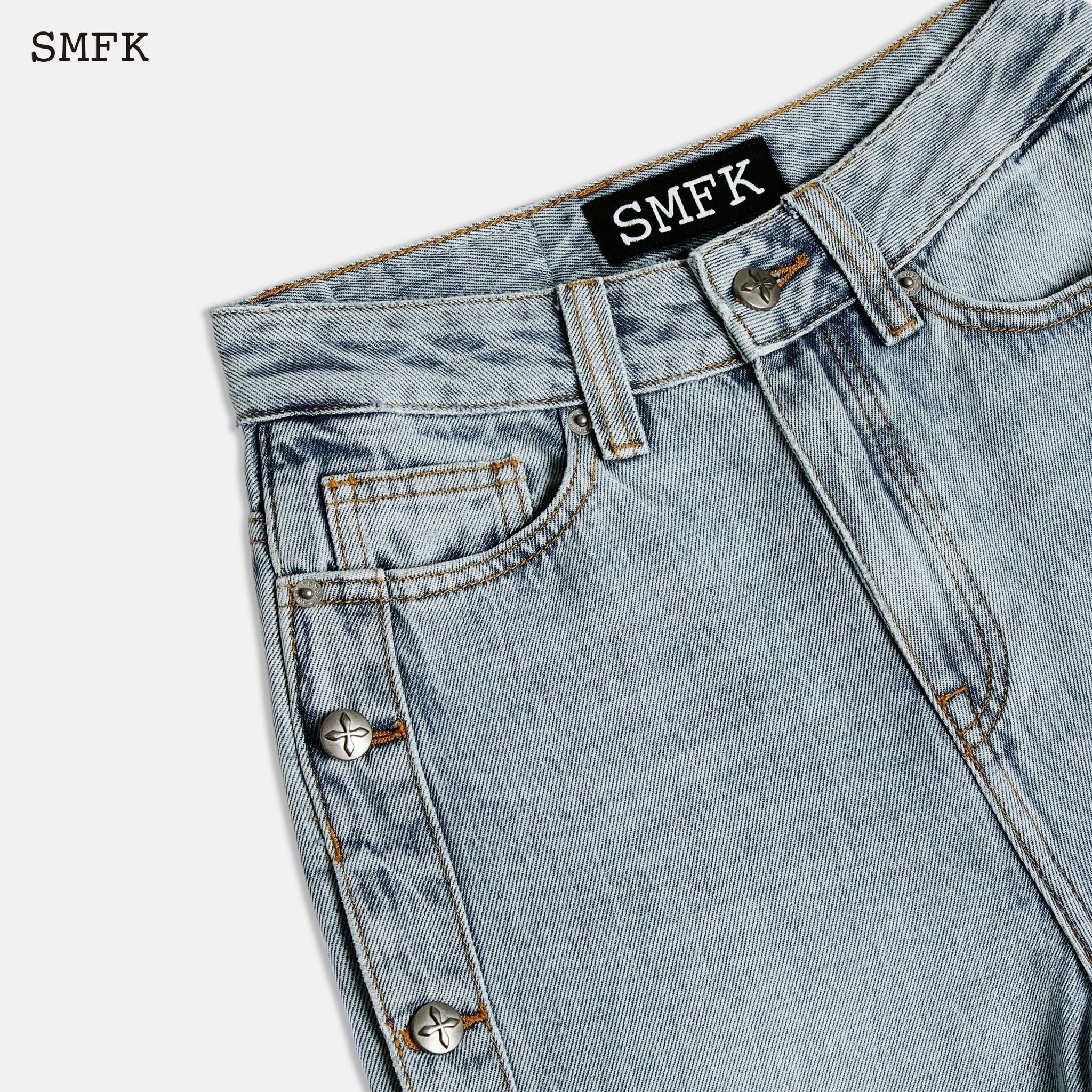 SMFK Skater Skateboard Deconstructed Jeans Denim Blue | MADA IN CHINA