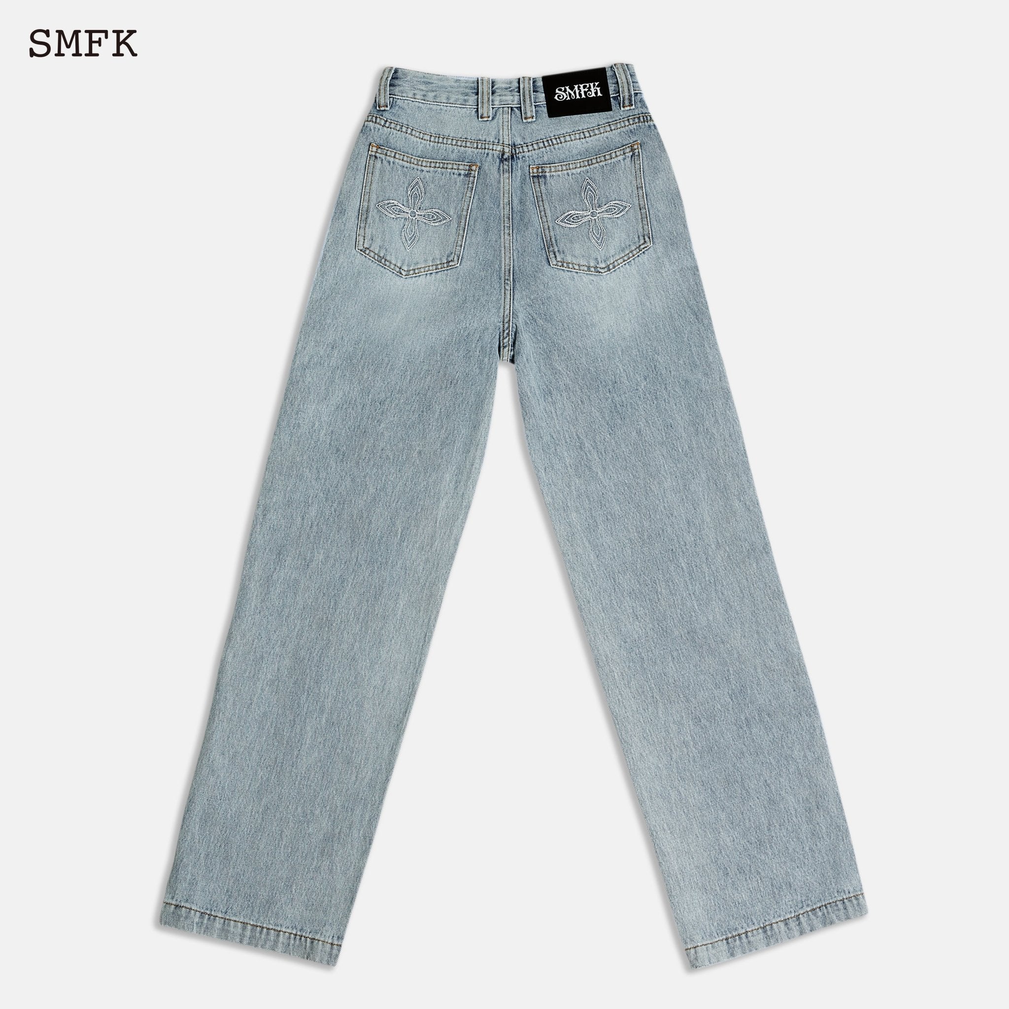 SMFK Skater Skateboard Deconstructed Jeans Denim Blue | MADA IN CHINA