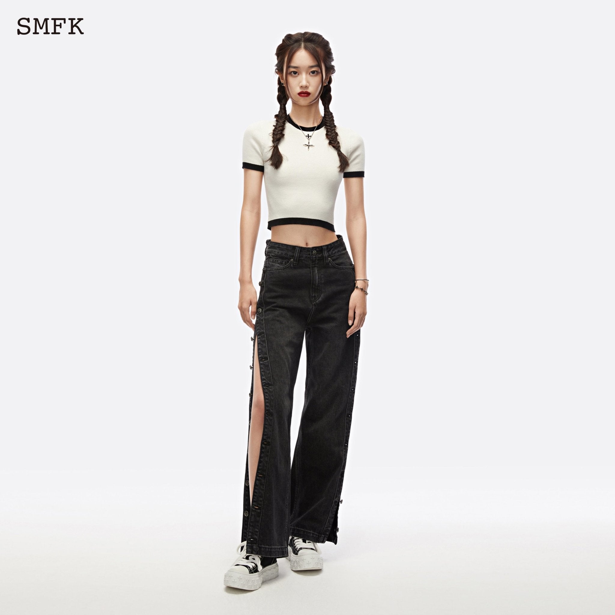 SMFK Skater Skateboard Deconstructed Jeans Midnight Black | MADA IN CHINA