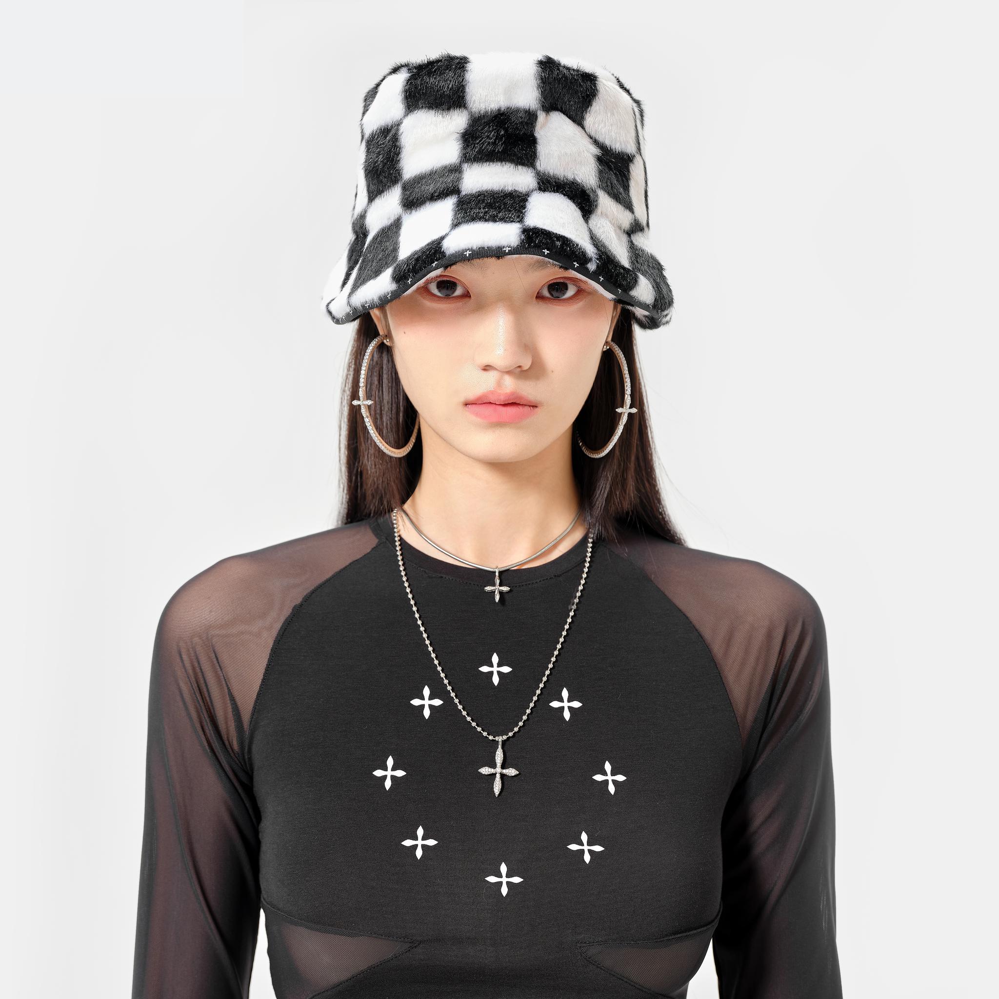 SMFK SMFK Black Chessboard Bucket Hats | MADA IN CHINA